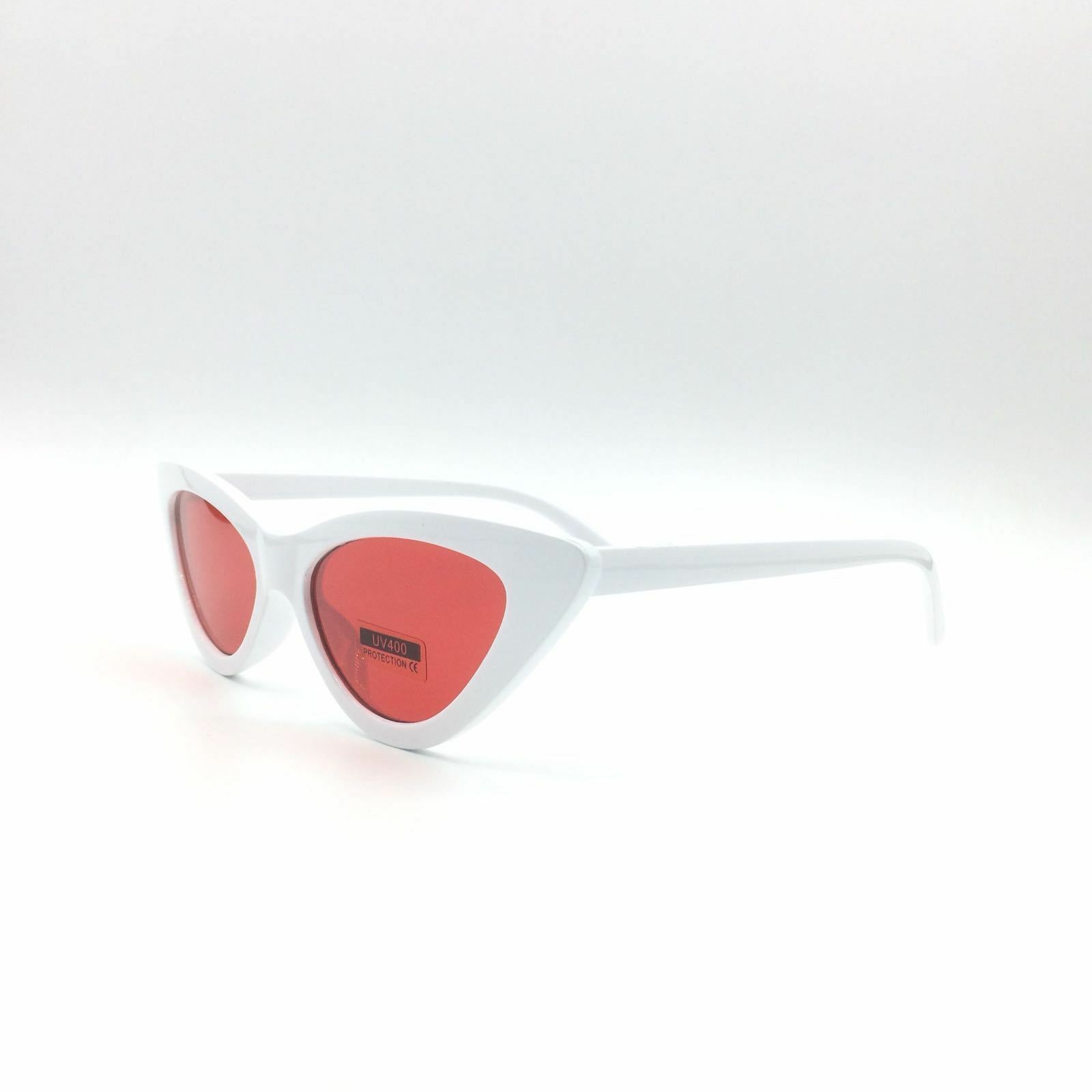 Occhiali da Sole Donna Occhi di Gatto Vintage Bianchi Ovale Cat Eye Eleganti
