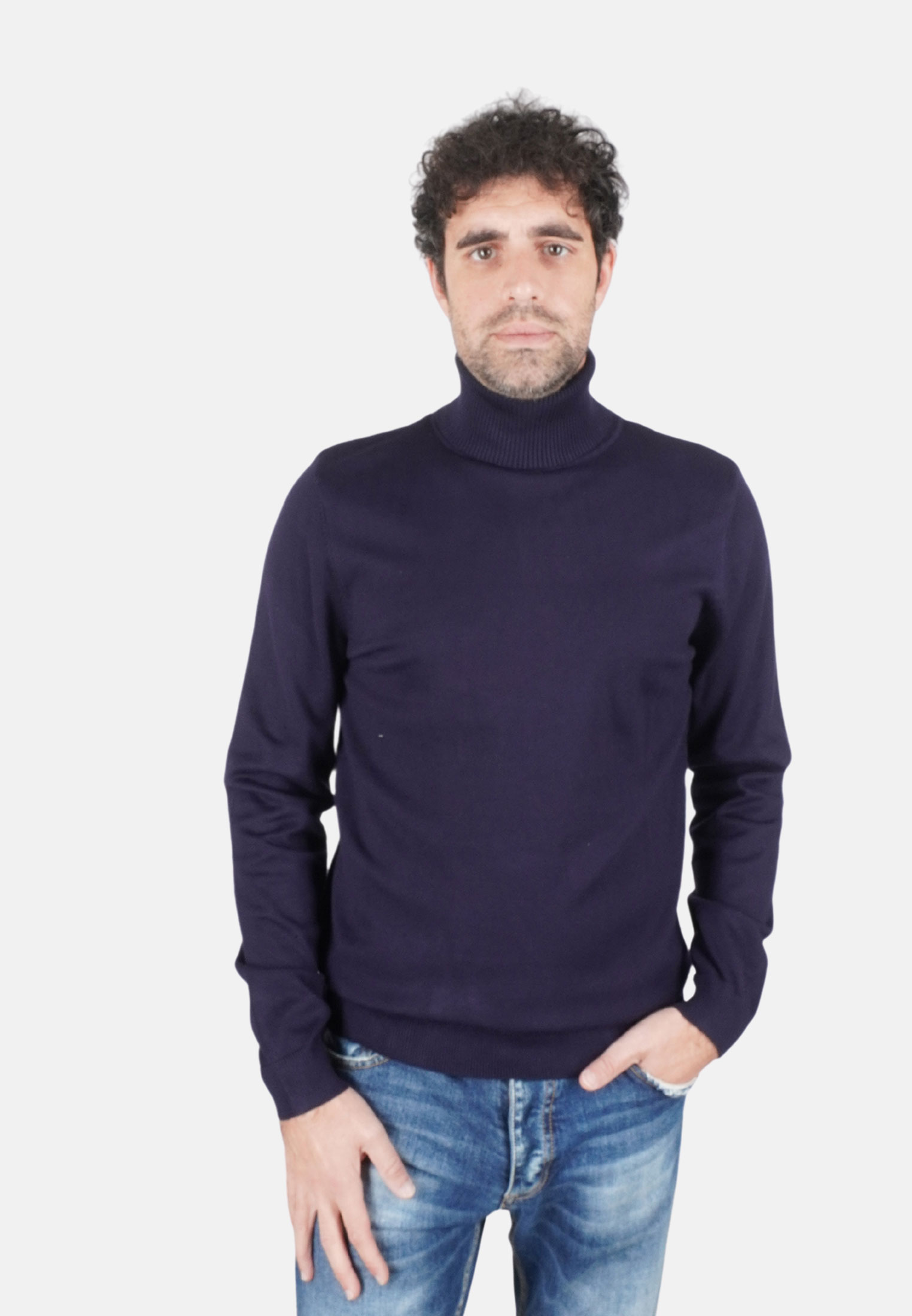Dolcevita Uomo Invernale Maglione Collo Alto Tinta Unita Manica Lunga Maglia Sli - Imagen 20 de 32