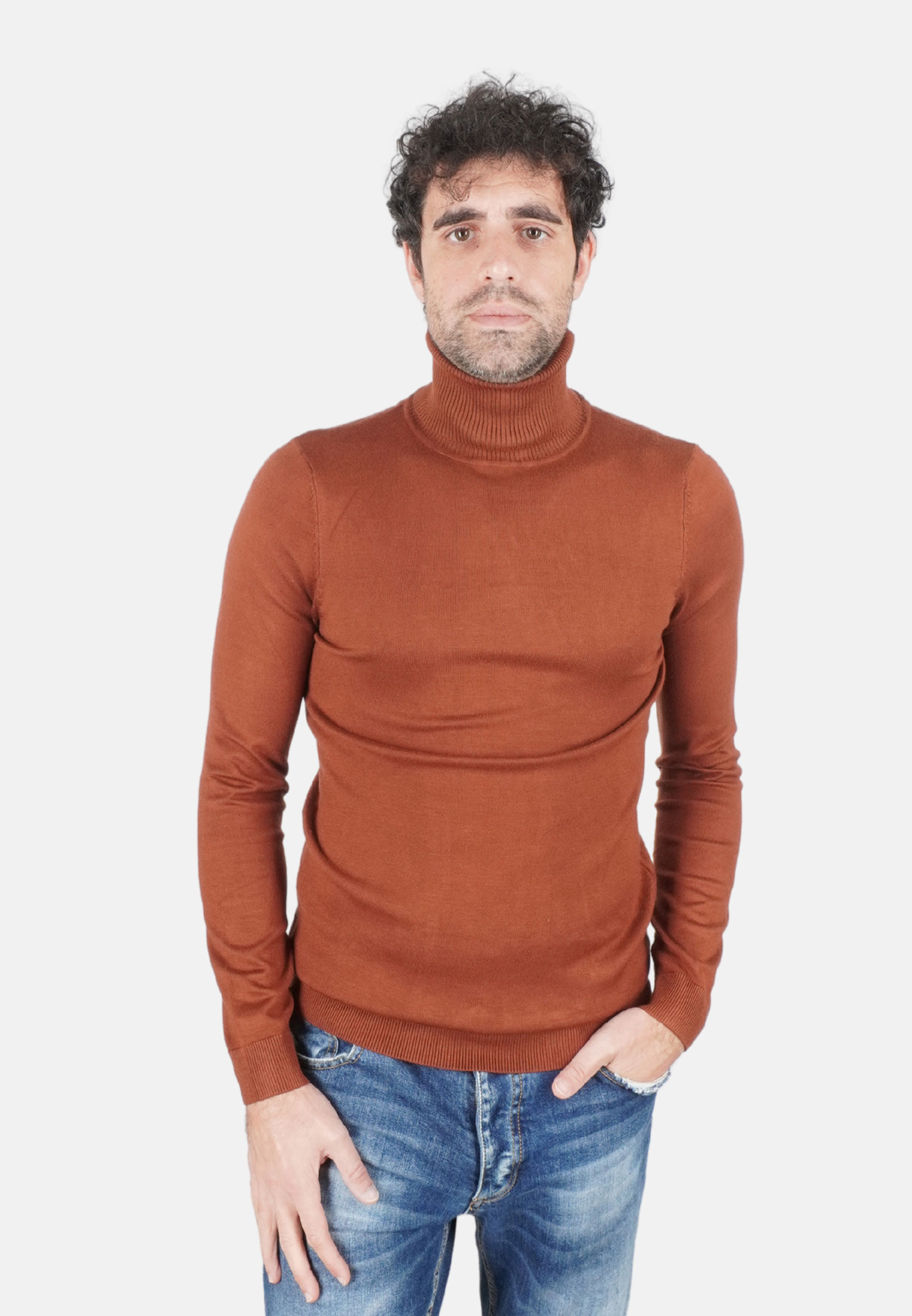 Dolcevita Uomo Invernale Maglione Collo Alto Tinta Unita Manica Lunga Maglia Sli - Imagen 11 de 32