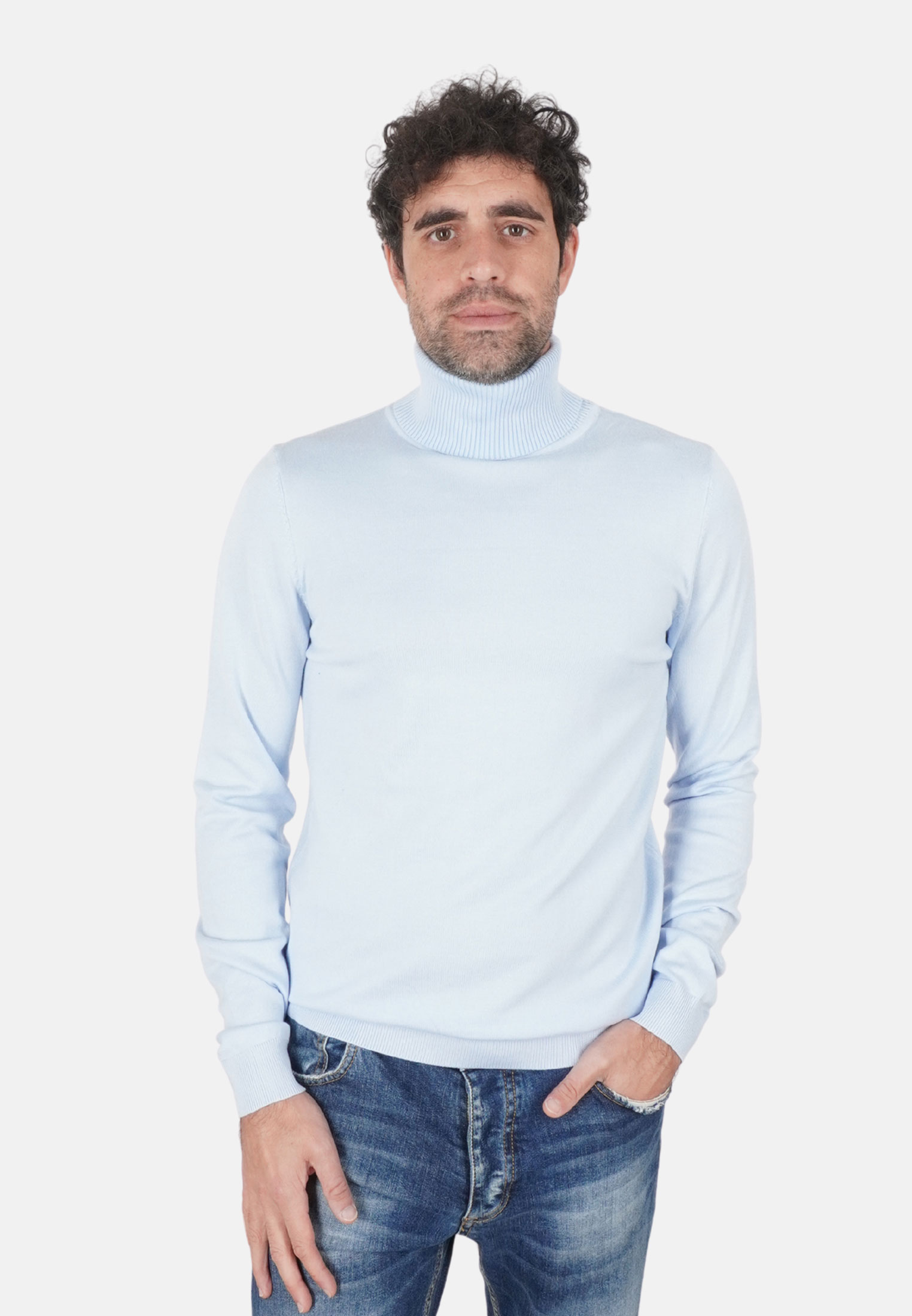 Dolcevita Uomo Invernale Maglione Collo Alto Tinta Unita Manica Lunga Maglia Sli - Imagen 13 de 32