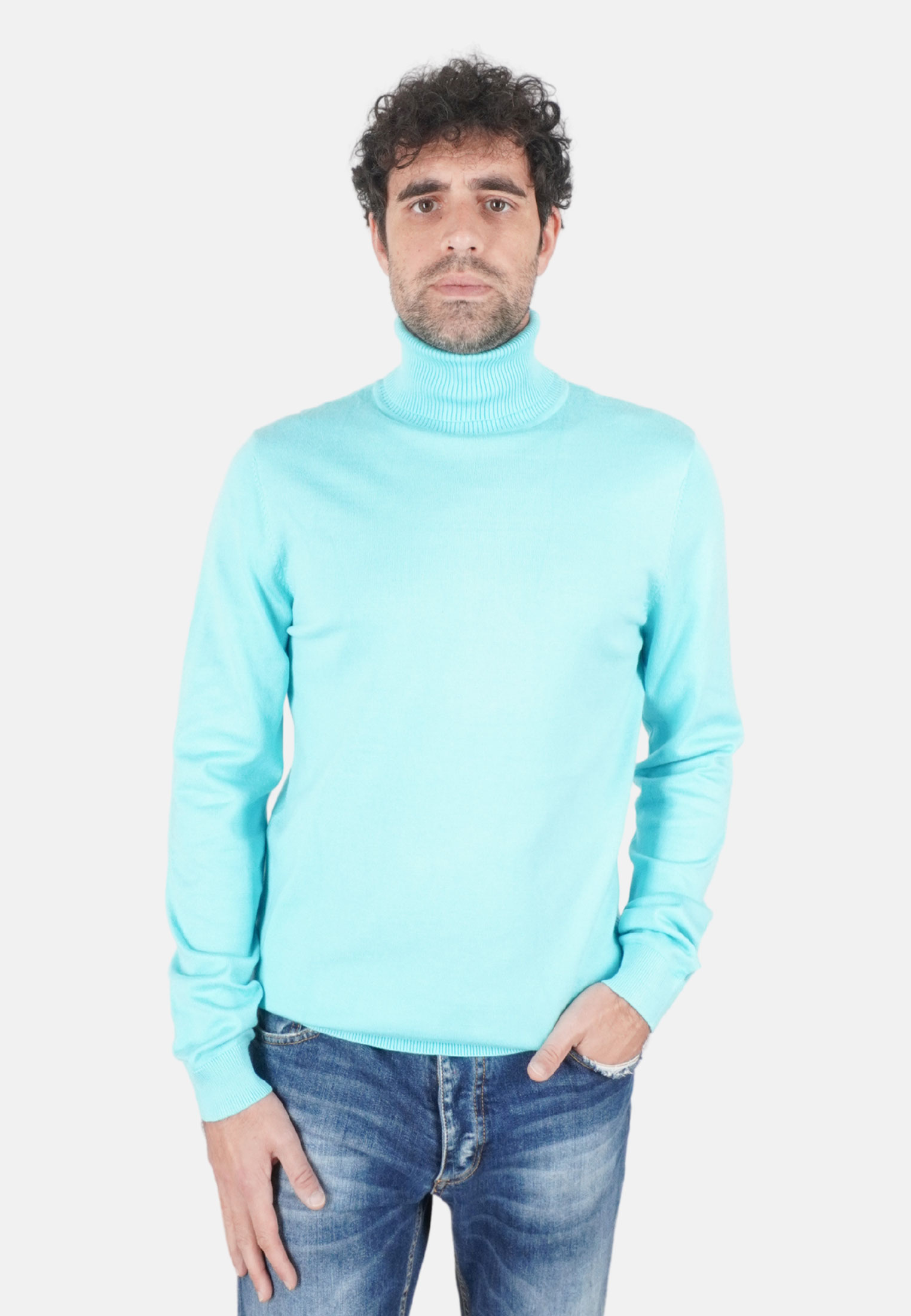 Dolcevita Uomo Invernale Maglione Collo Alto Tinta Unita Manica Lunga Maglia Sli - Imagen 23 de 32