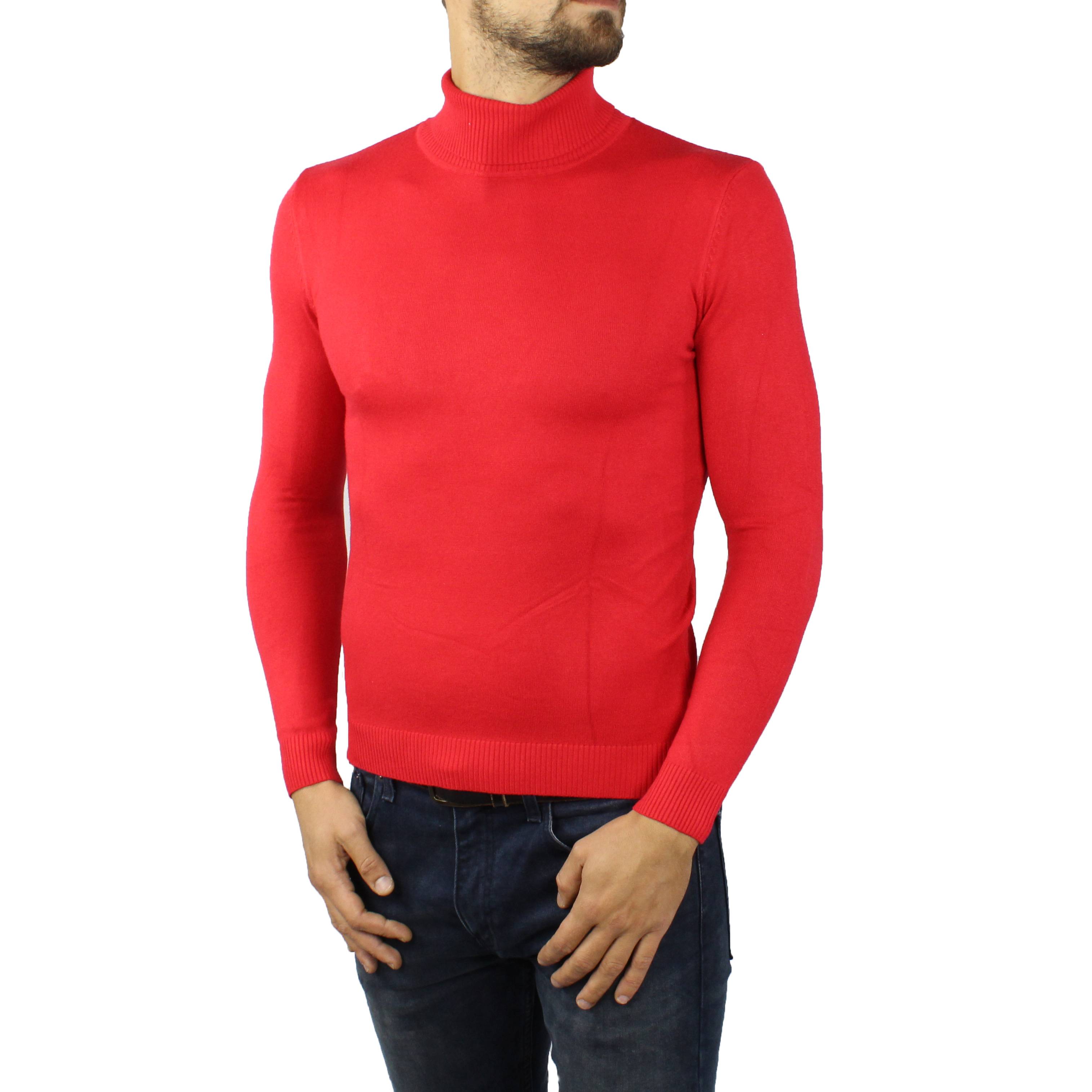 Man Jersey Turtleneck Cashmere Sweater Turtleneck Red Sweater M L XL ...