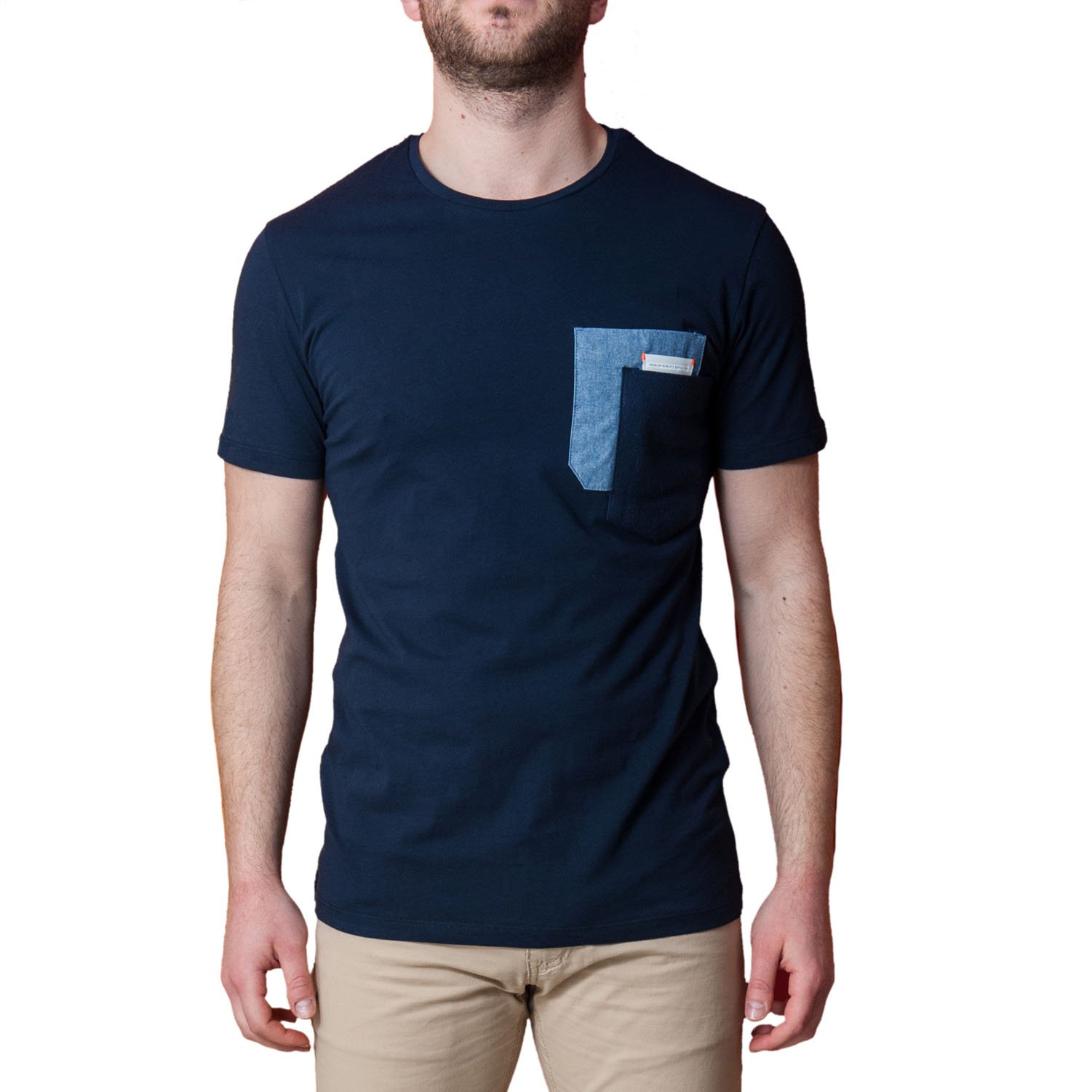 T-Shirt Uomo Blu Taschino Maglia Manica Corta Elegante Maglietta Casual  Cotone | eBay