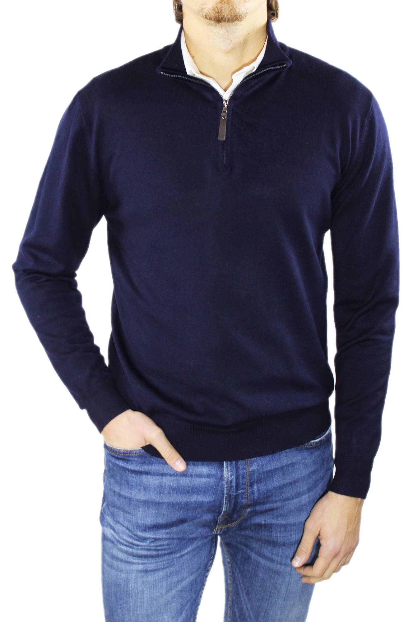 MAGLIONE CARDIGAN UOMO classico lana cachemire cotone mezza zip camicia  regular EUR 30,99 - PicClick IT