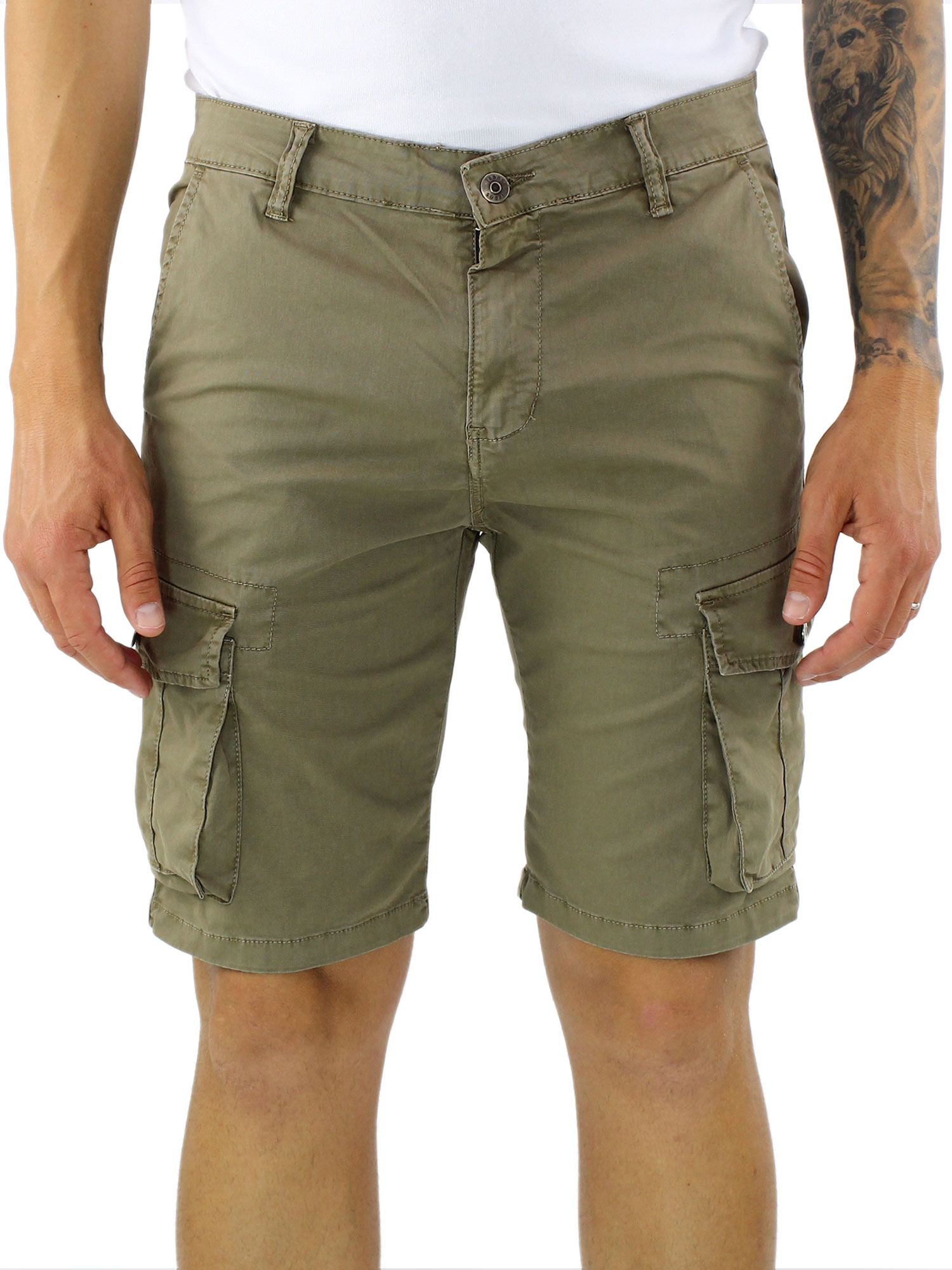 Cargo con cinturaIzzue in Cotone da Uomo colore Marrone Uomo Abbigliamento da Shorts da Shorts cargo multitasche 