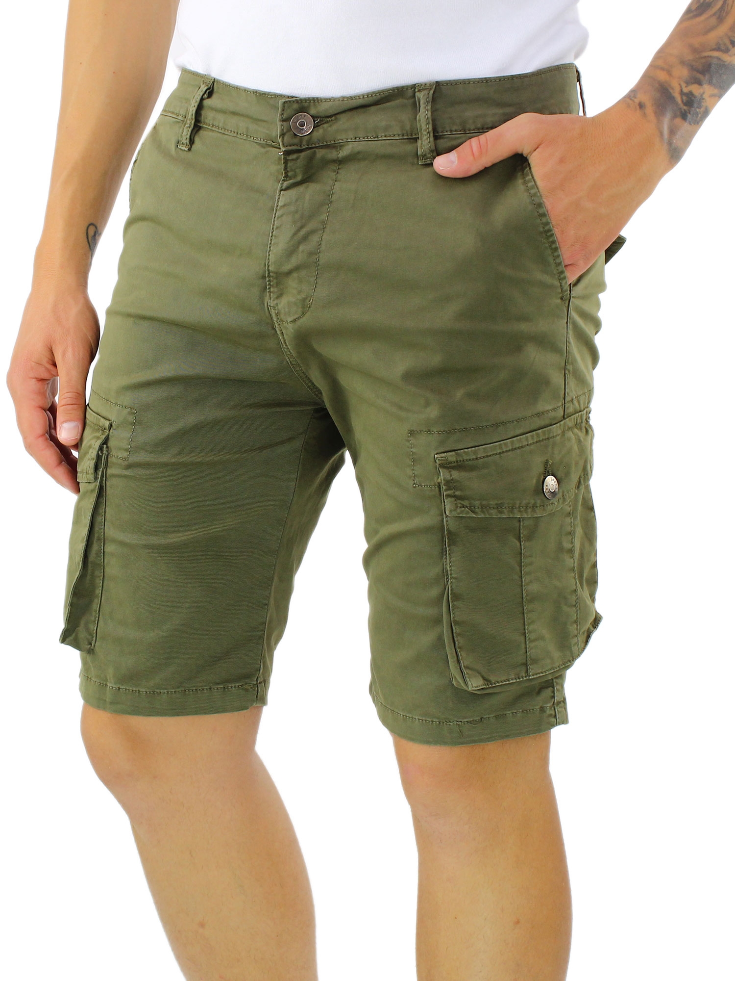 Bermuda Uomo Con Tasconi Pantalone Corto Cotone Short Jeans 42 44 46 48 50 52 54 
