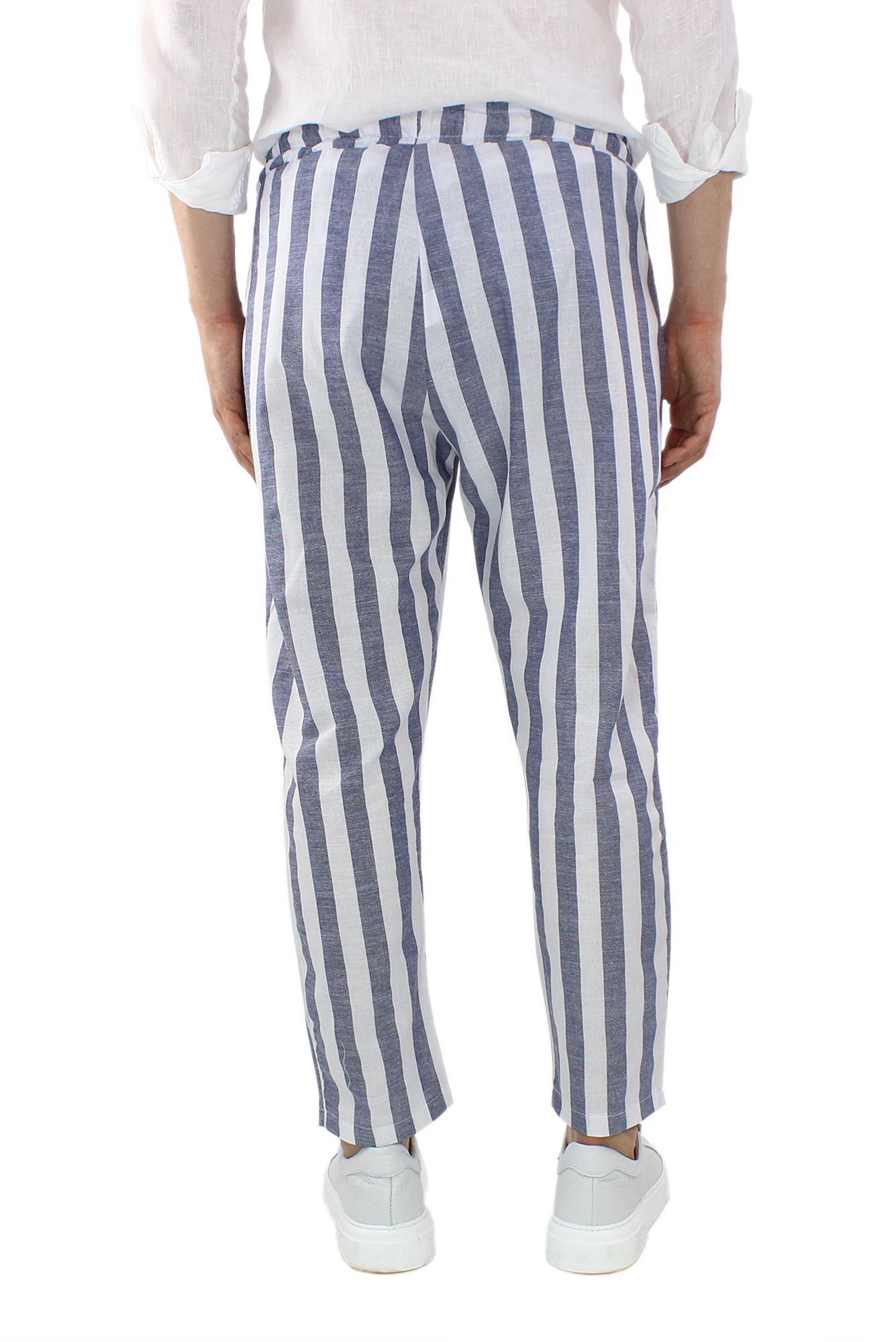 Pantaloni Uomo di Lino a Righe Estivi Pantalaccio Leggero Made in Italy |  eBay