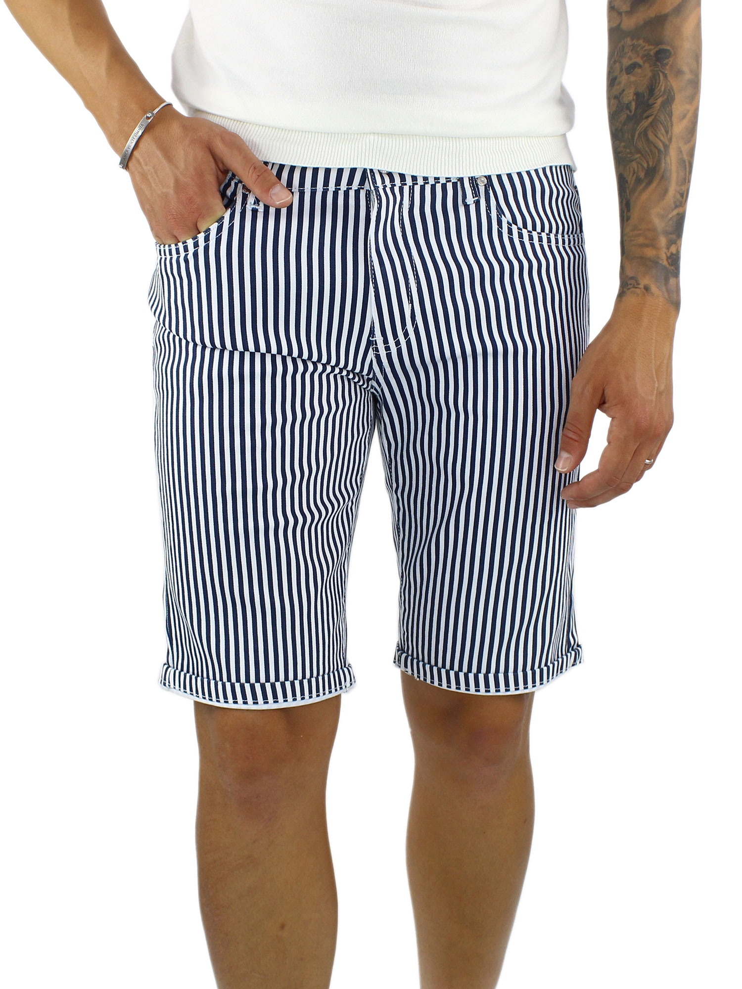 Bermuda Uomo Slim Fit Pantaloncini in Cotone Shorts Blu Beige | eBay