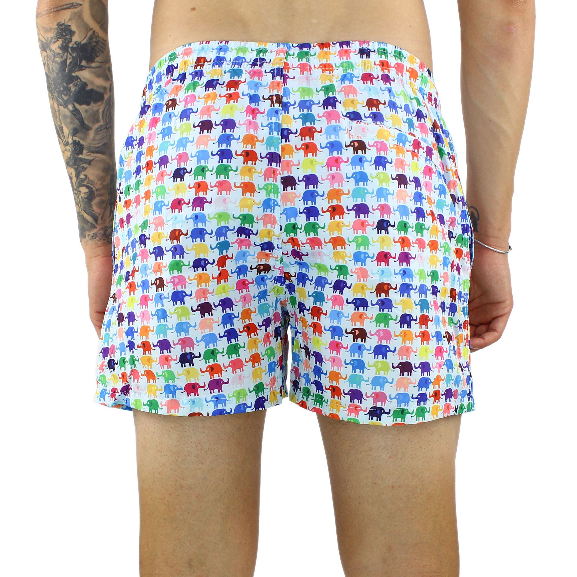 Costume da Bagno Uomo Corto con Elefantini Colorati Bermuda Mare  Pantaloncino | eBay