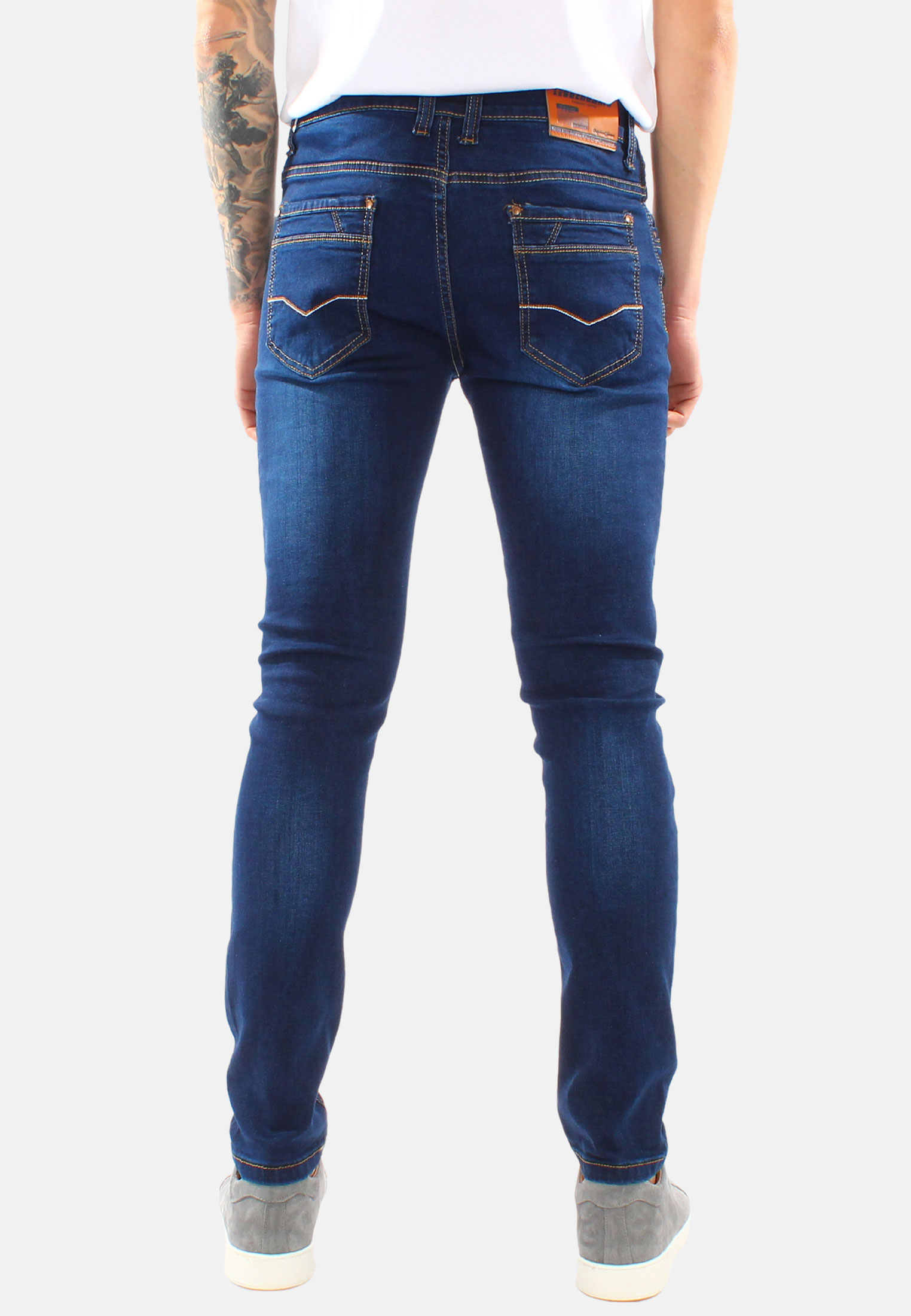Jeans Uomo Slim Fit Pantaloni Denim Cinque Tasche Elasticizzato Blu Nero - Imagen 11 de 12