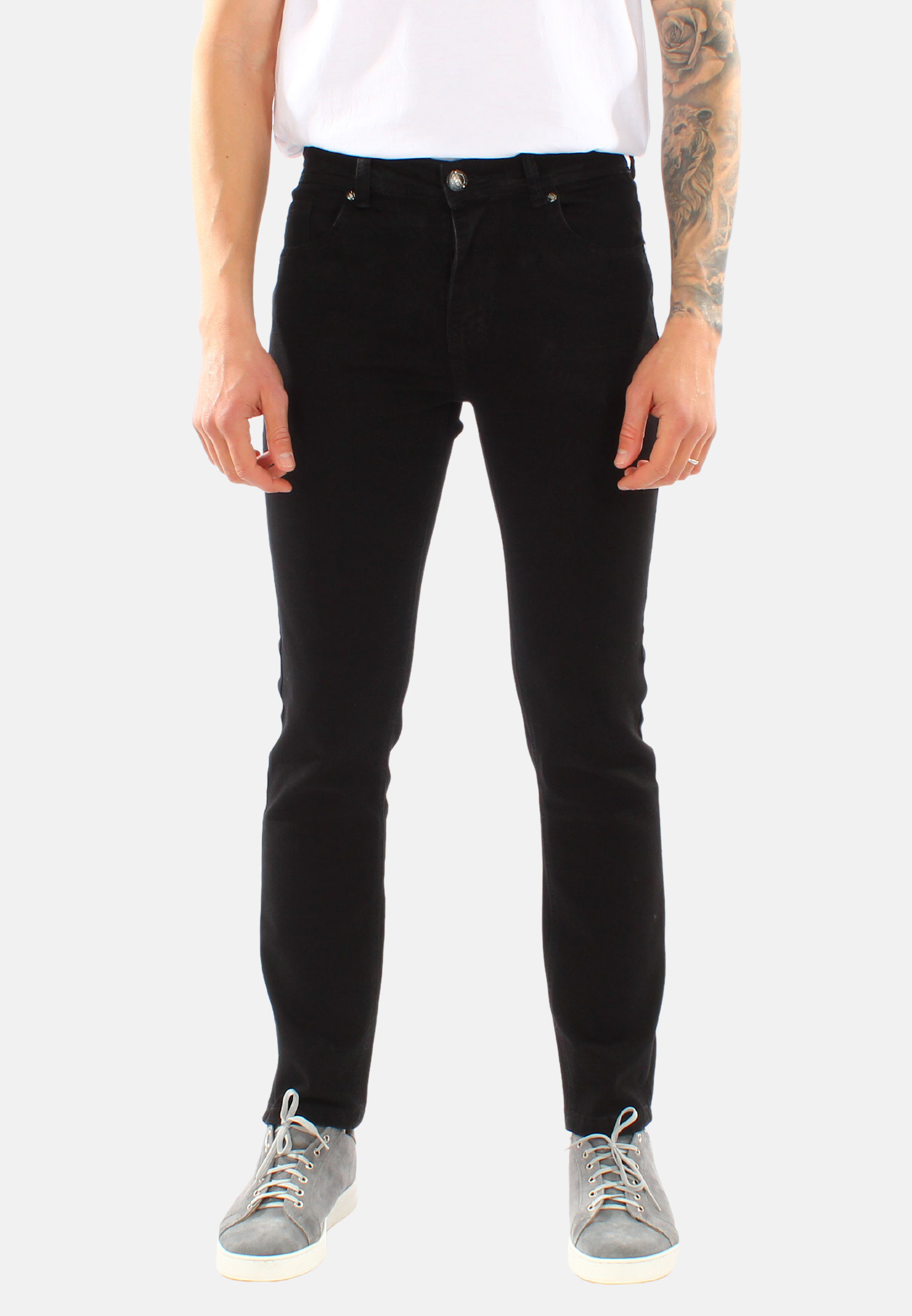 Jeans Uomo Slim Fit Pantaloni Denim Cinque Tasche Elasticizzato Blu Nero - Imagen 4 de 12