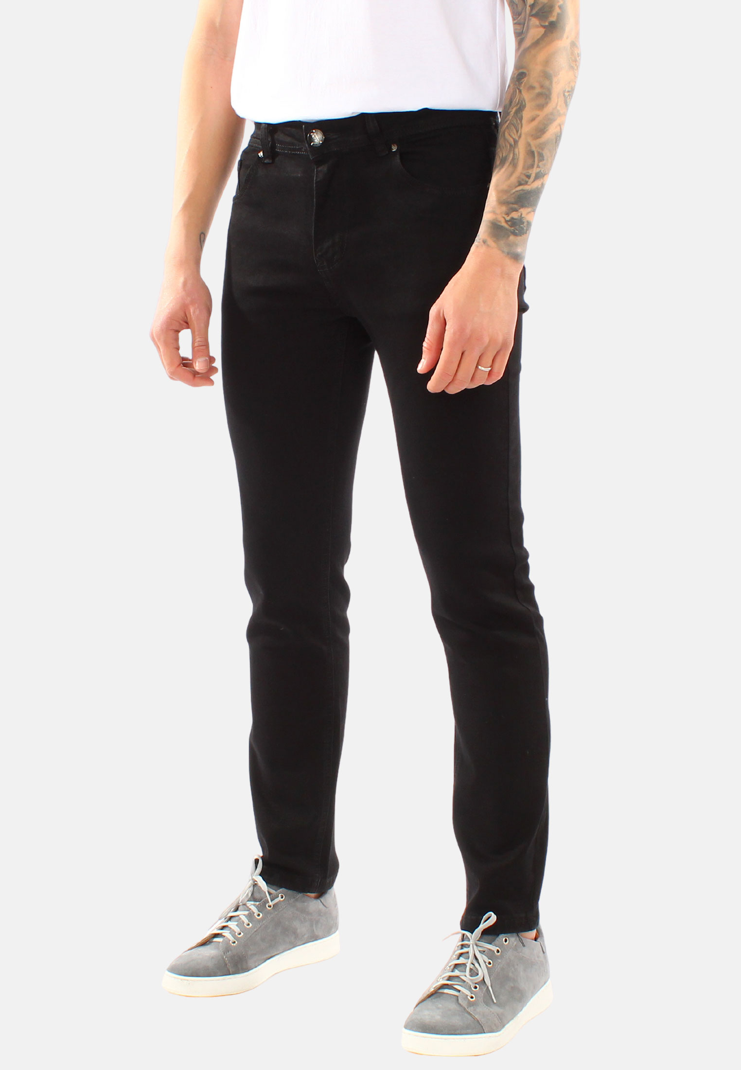 Jeans Uomo Slim Fit Pantaloni Denim Cinque Tasche Elasticizzato Blu Nero - Imagen 5 de 12
