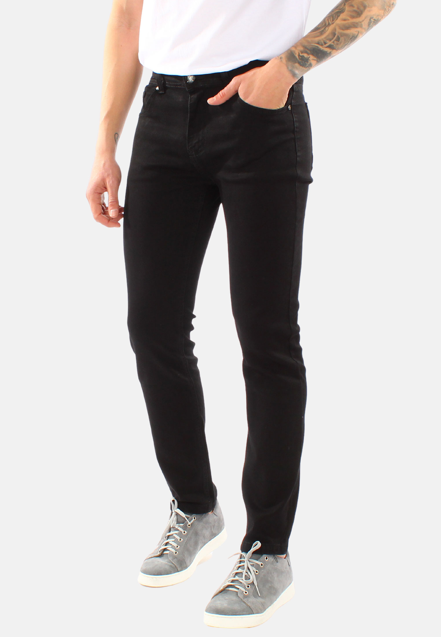 Jeans Uomo Slim Fit Pantaloni Denim Cinque Tasche Elasticizzato Blu Nero - Imagen 3 de 12