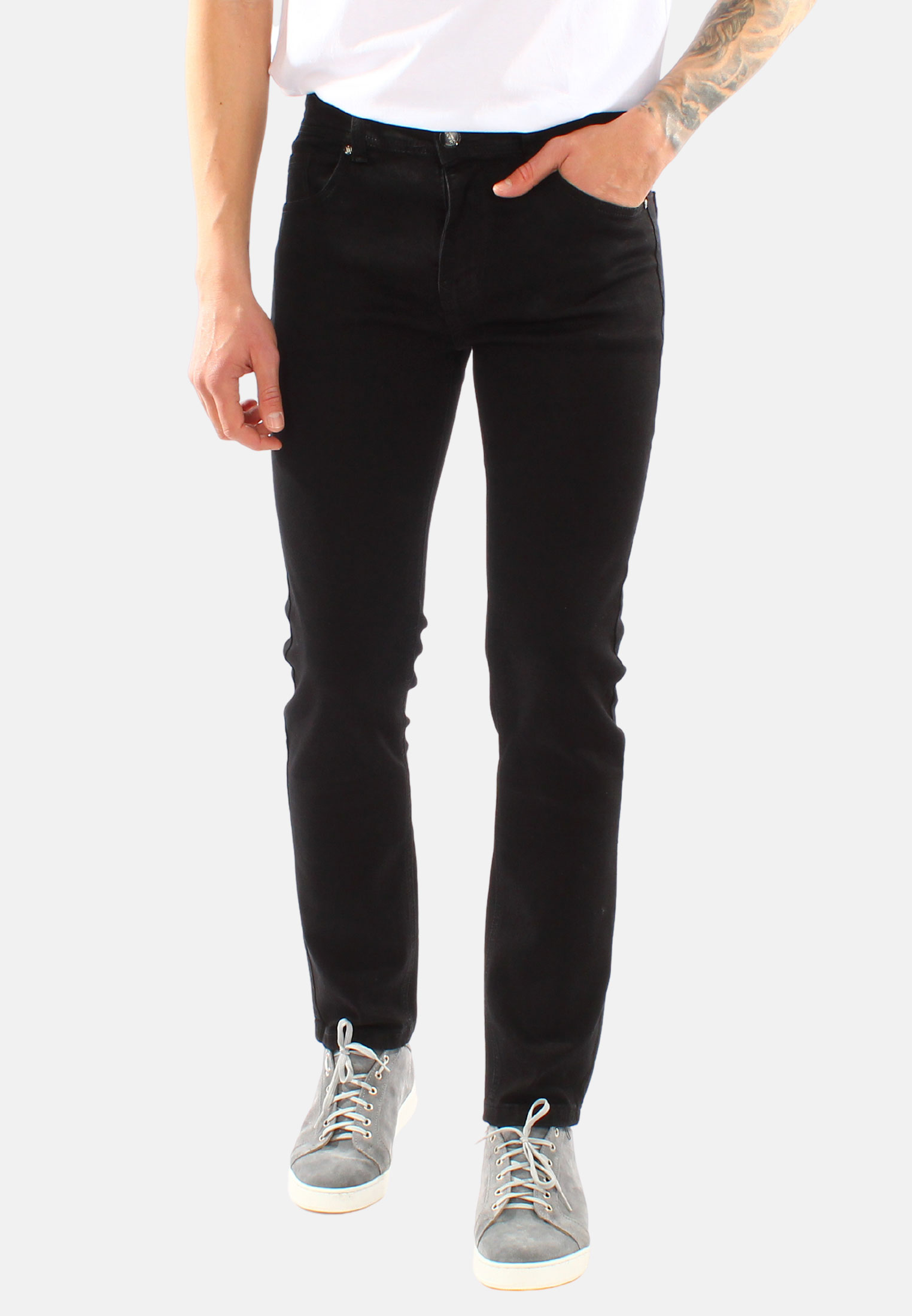 Jeans Uomo Slim Fit Pantaloni Denim Cinque Tasche Elasticizzato Blu Nero - Imagen 7 de 12