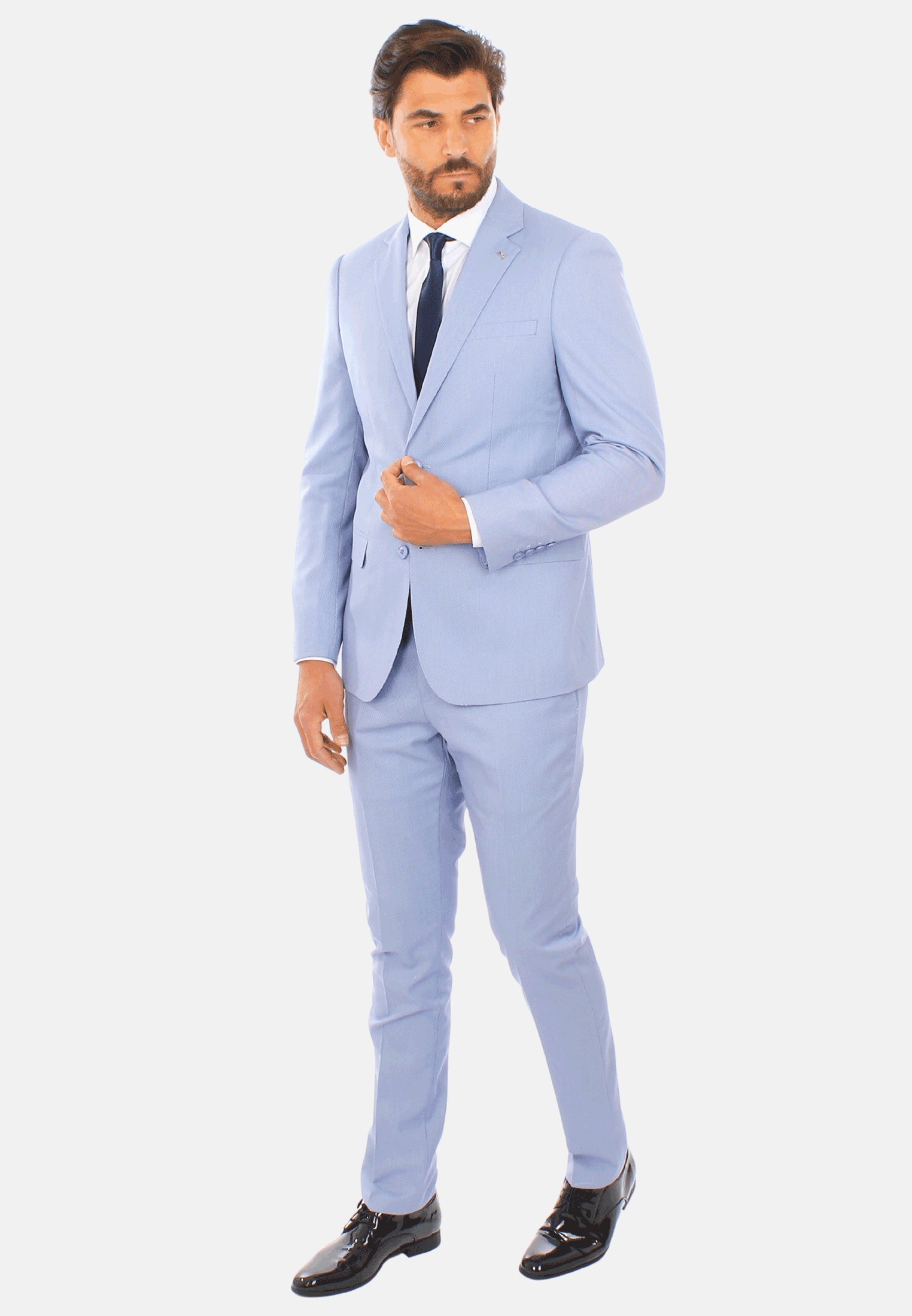 Abito Uomo Elegante Sartoriale Slim Fit Completo Microfantasia Vestito Cerimonia - Imagen 5 de 27