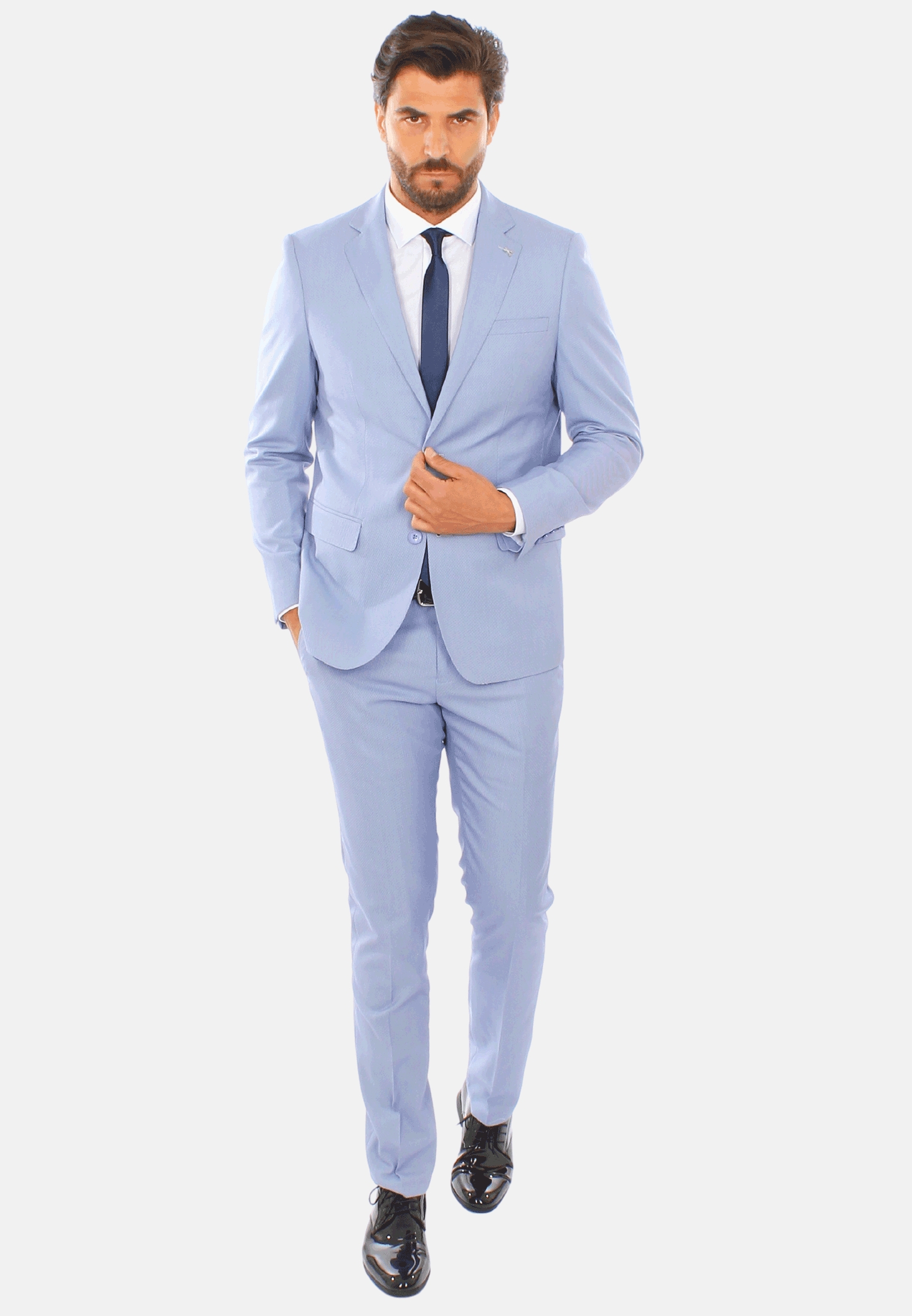 Abito Uomo Elegante Sartoriale Slim Fit Completo Microfantasia Vestito Cerimonia - Imagen 8 de 27