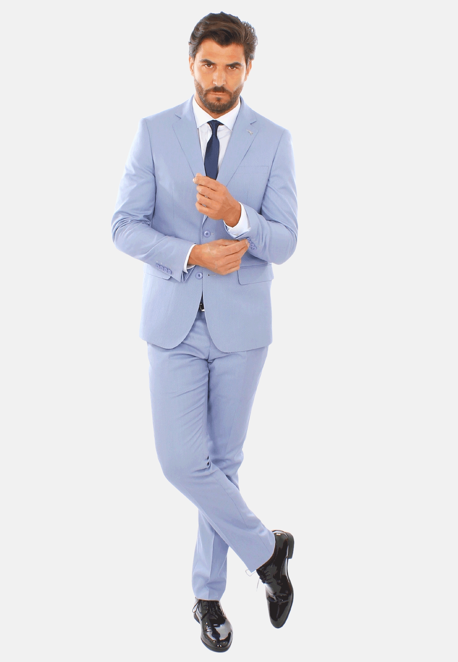 Abito Uomo Elegante Sartoriale Slim Fit Completo Microfantasia Vestito Cerimonia - Imagen 9 de 27