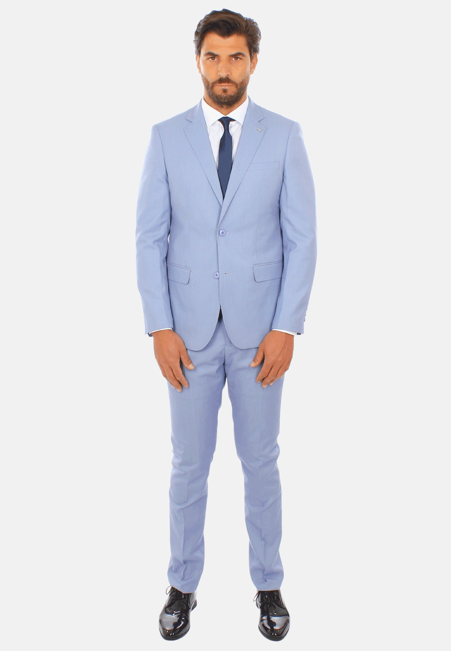 Abito Uomo Elegante Sartoriale Slim Fit Completo Microfantasia Vestito Cerimonia - Imagen 6 de 27