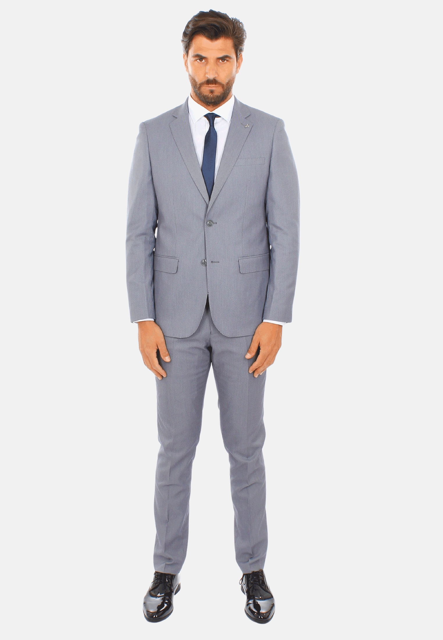 Abito Uomo Elegante Sartoriale Slim Fit Completo Microfantasia Vestito Cerimonia - Imagen 11 de 27