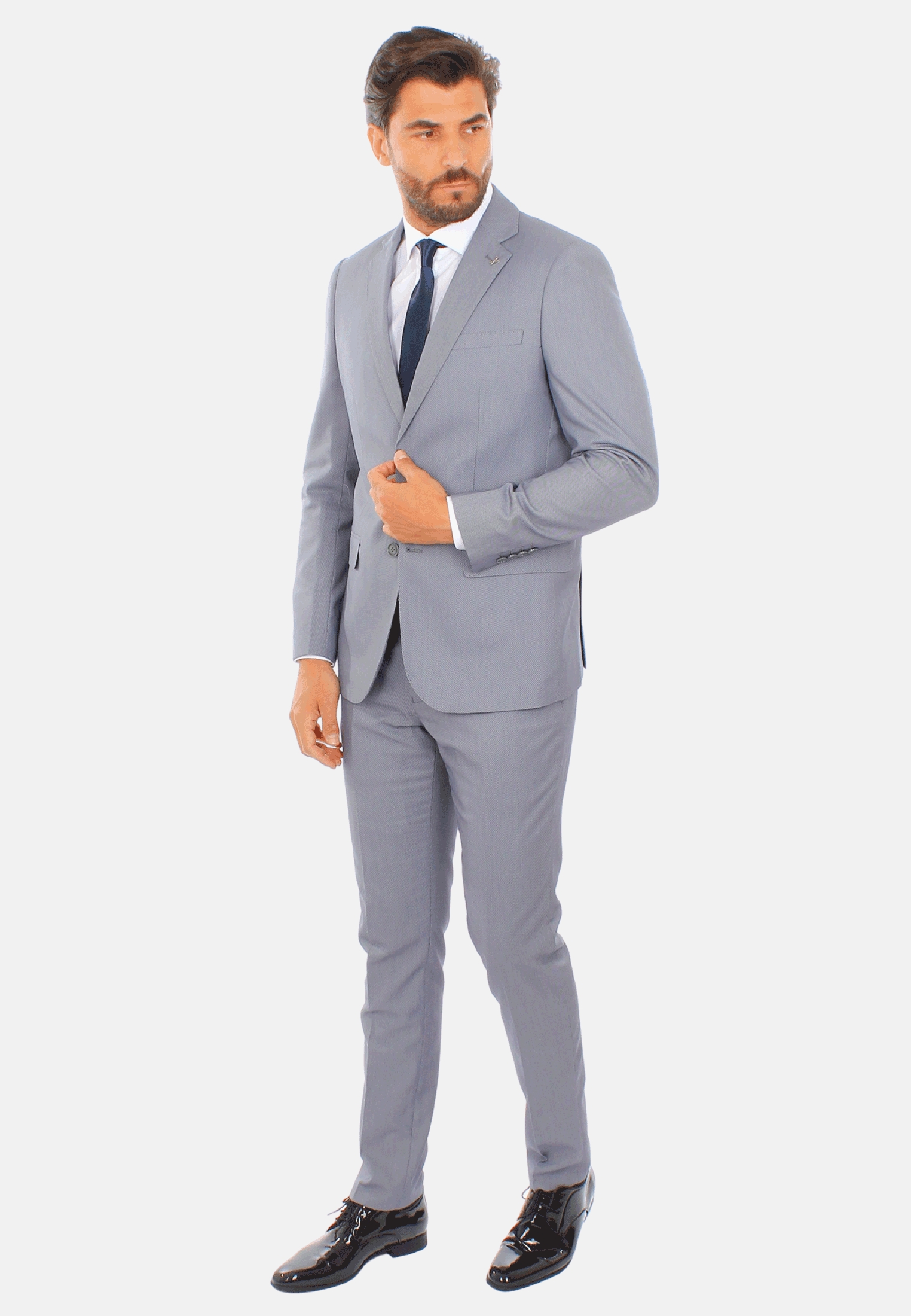 Abito Uomo Elegante Sartoriale Slim Fit Completo Microfantasia Vestito Cerimonia - Imagen 12 de 27