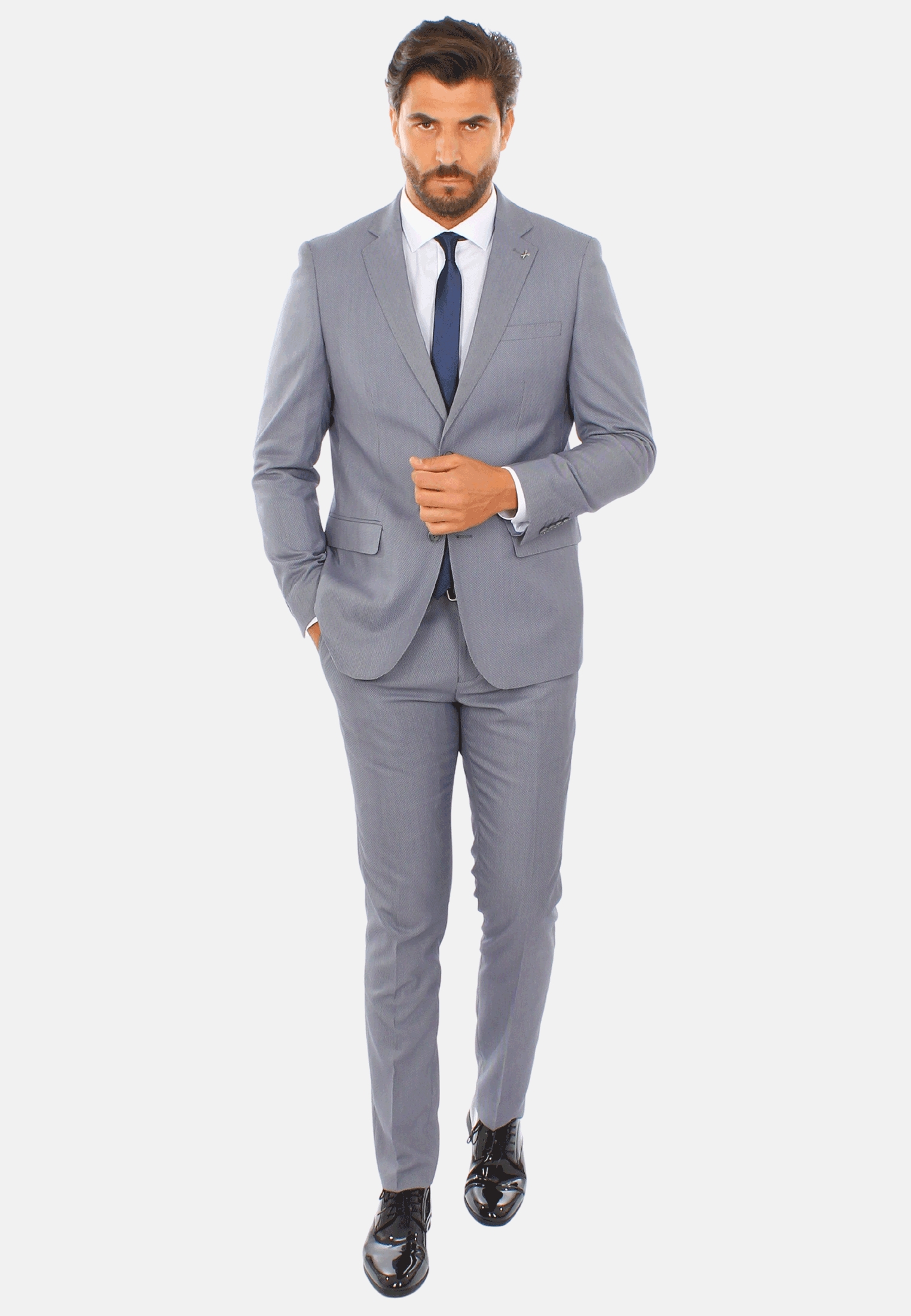 Abito Uomo Elegante Sartoriale Slim Fit Completo Microfantasia Vestito Cerimonia - Imagen 14 de 27