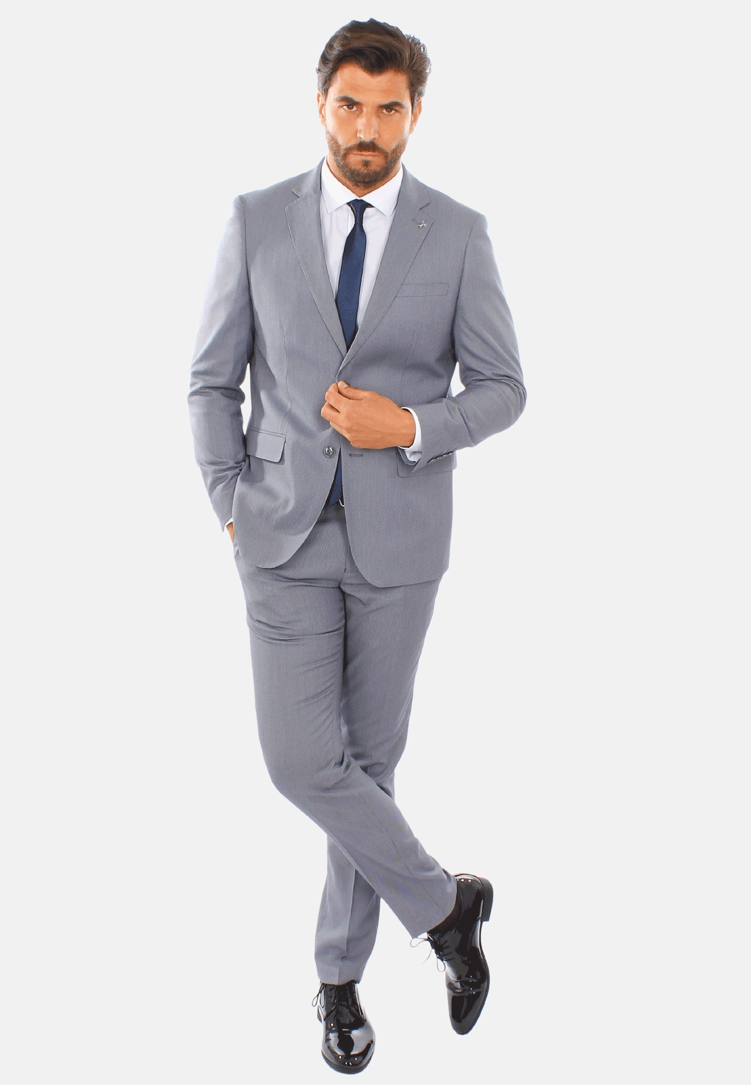 Abito Uomo Elegante Sartoriale Slim Fit Completo Microfantasia Vestito Cerimonia - Imagen 15 de 27