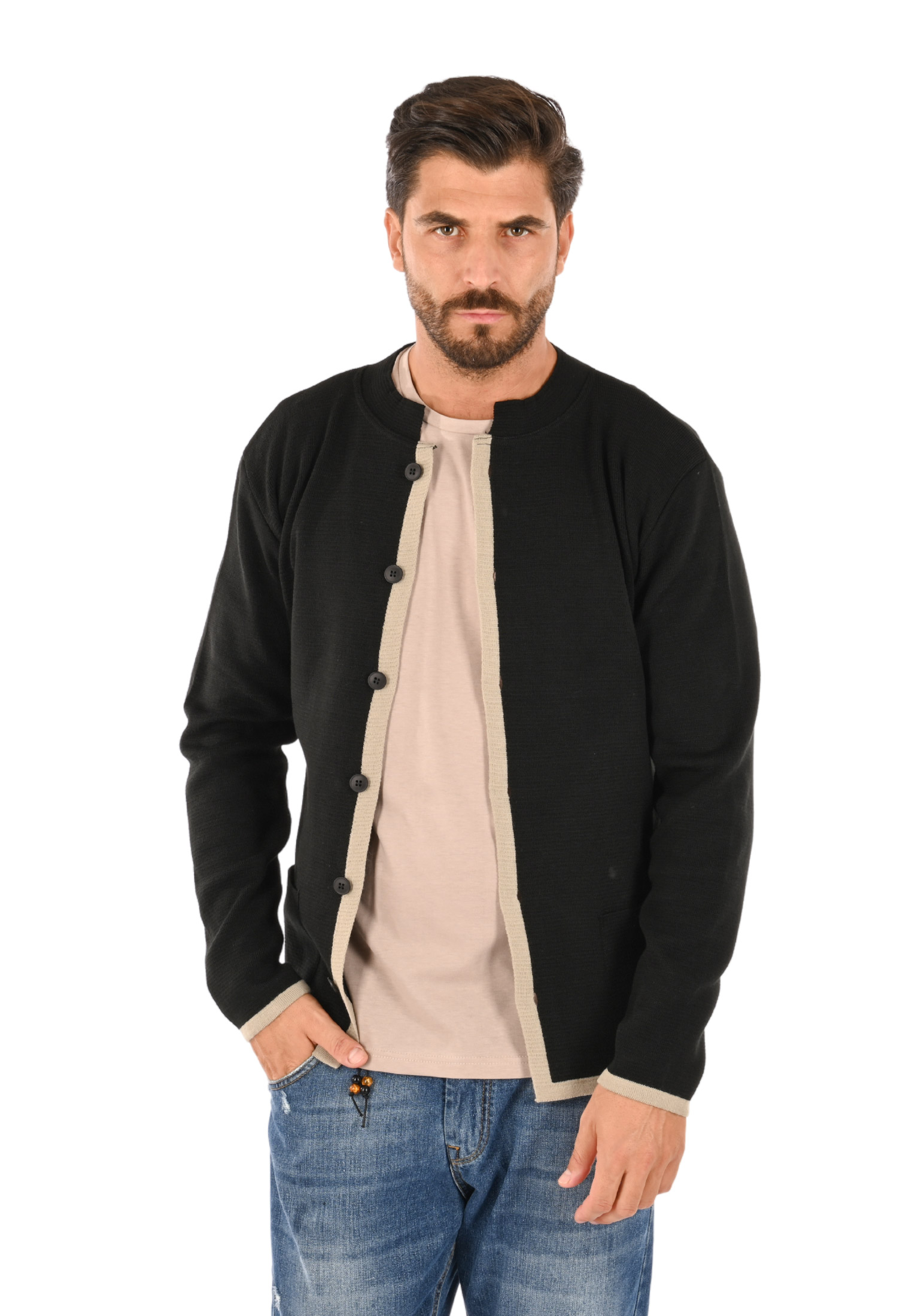 Cardigan Uomo Lana Invernale Giacca in Maglia Elegante Blazer Made