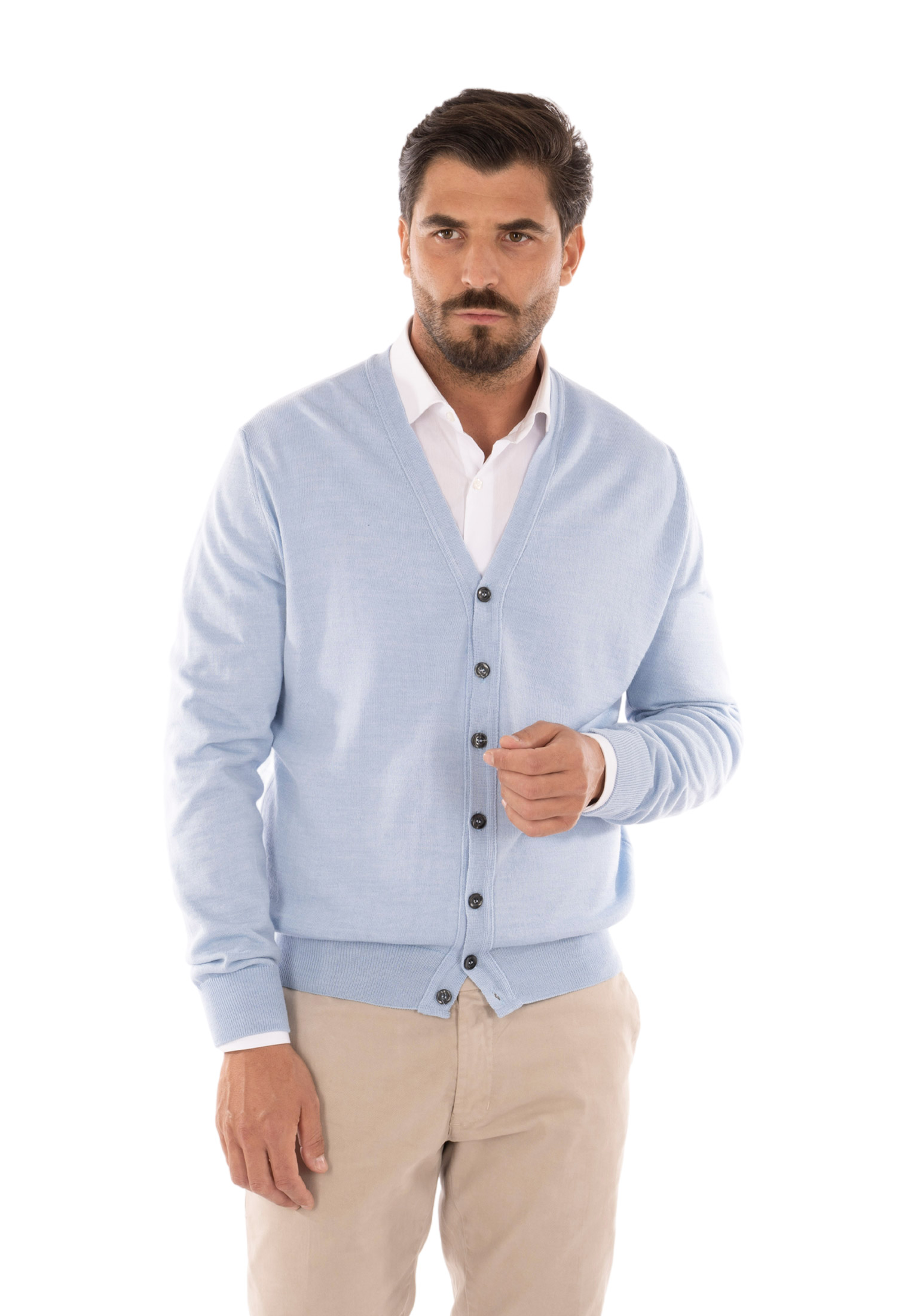 Evoga Cardigan Maglione Uomo Class Invernale con Zip (S, Grigio