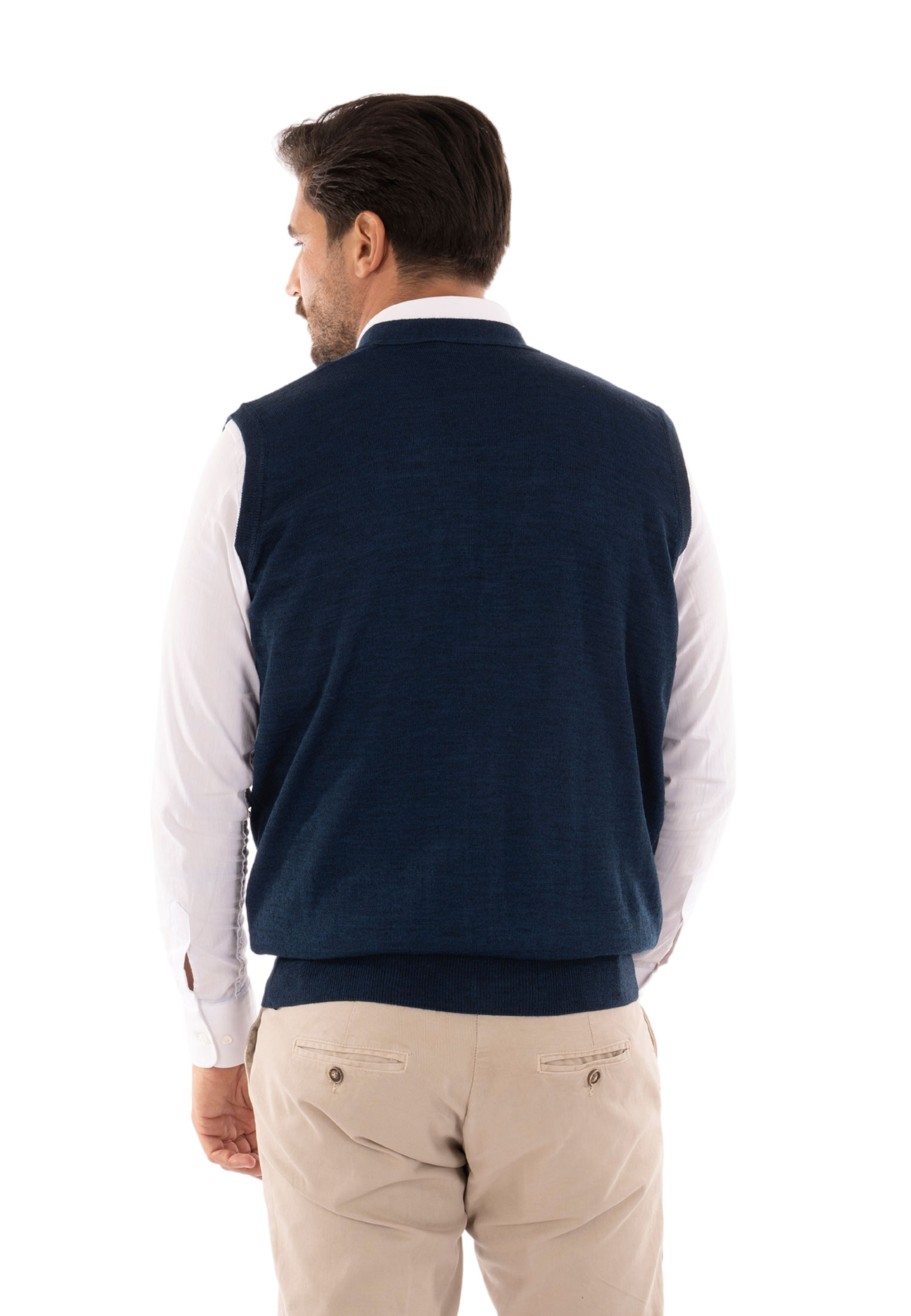 Cardigan Uomo Invernale Bottoni Gilet Lana Slim Maglione Smanicato Made in Italy - Imagen 12 de 43