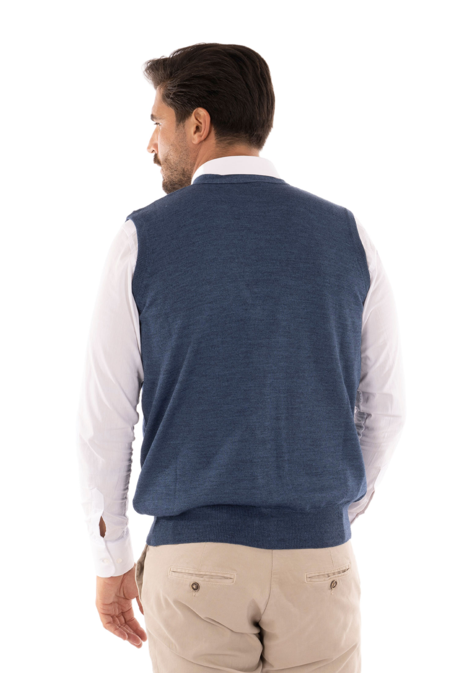 Cardigan Uomo Invernale Bottoni Gilet Lana Slim Maglione Smanicato Made in Italy - Imagen 8 de 43