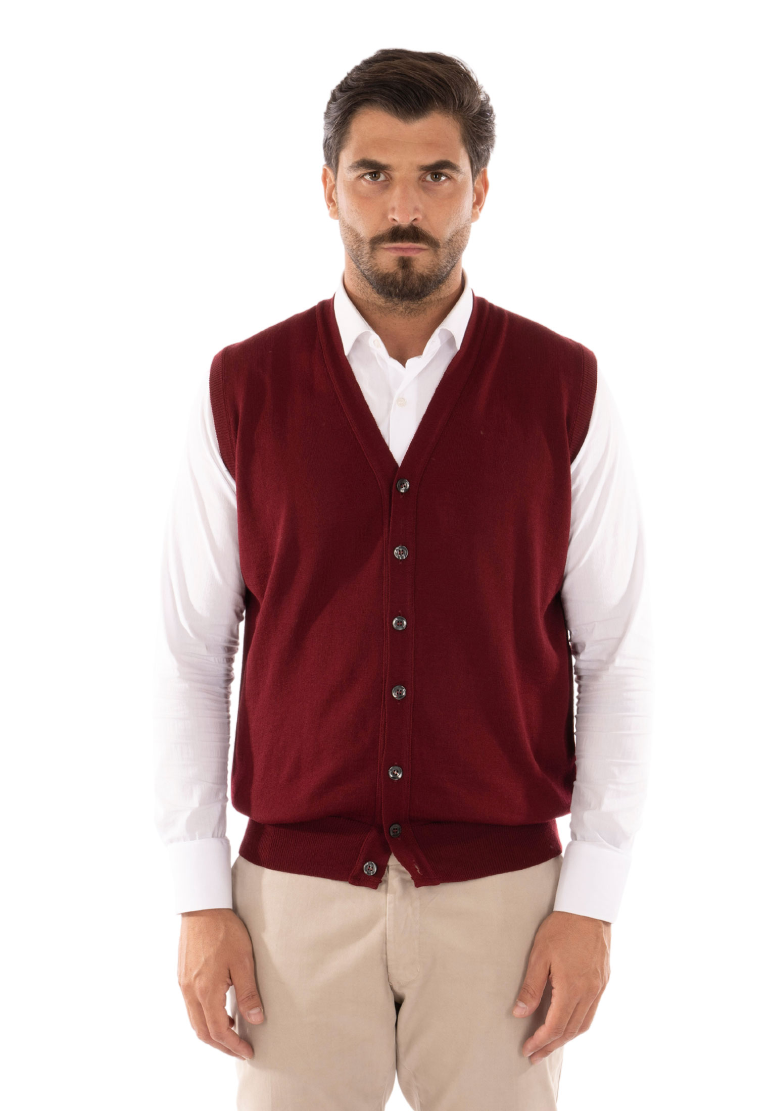Cardigan Uomo Invernale Bottoni Gilet Lana Slim Maglione Smanicato Made in Italy - Imagen 2 de 43