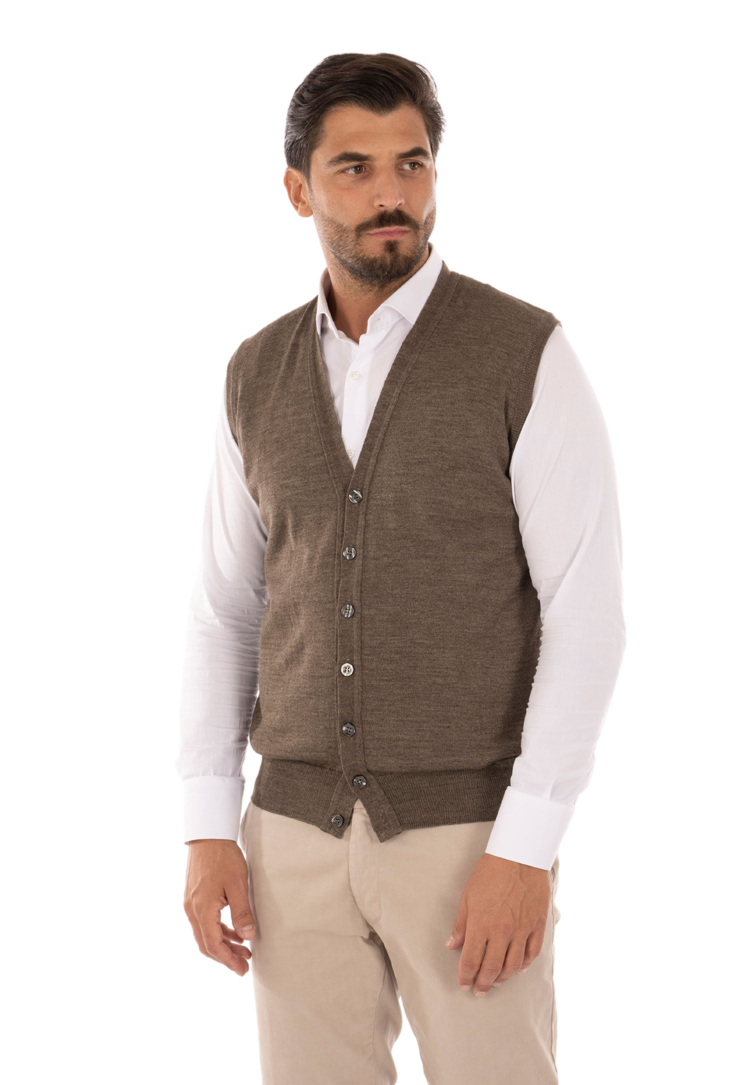 Cardigan Uomo Invernale Bottoni Gilet Lana Slim Maglione Smanicato Made in Italy - Imagen 33 de 43