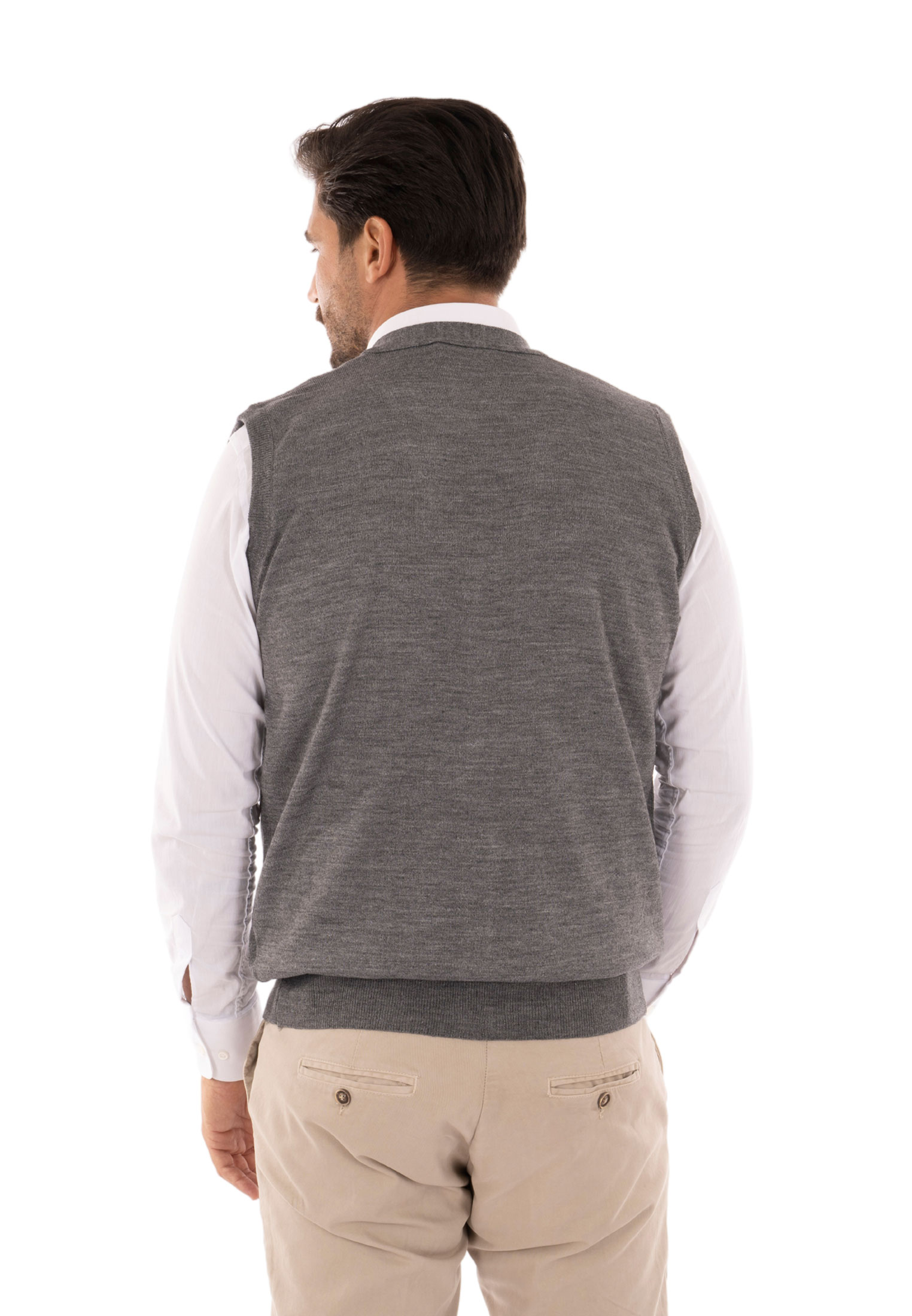 Cardigan Uomo Invernale Bottoni Gilet Lana Slim Maglione Smanicato Made in Italy - Imagen 16 de 43