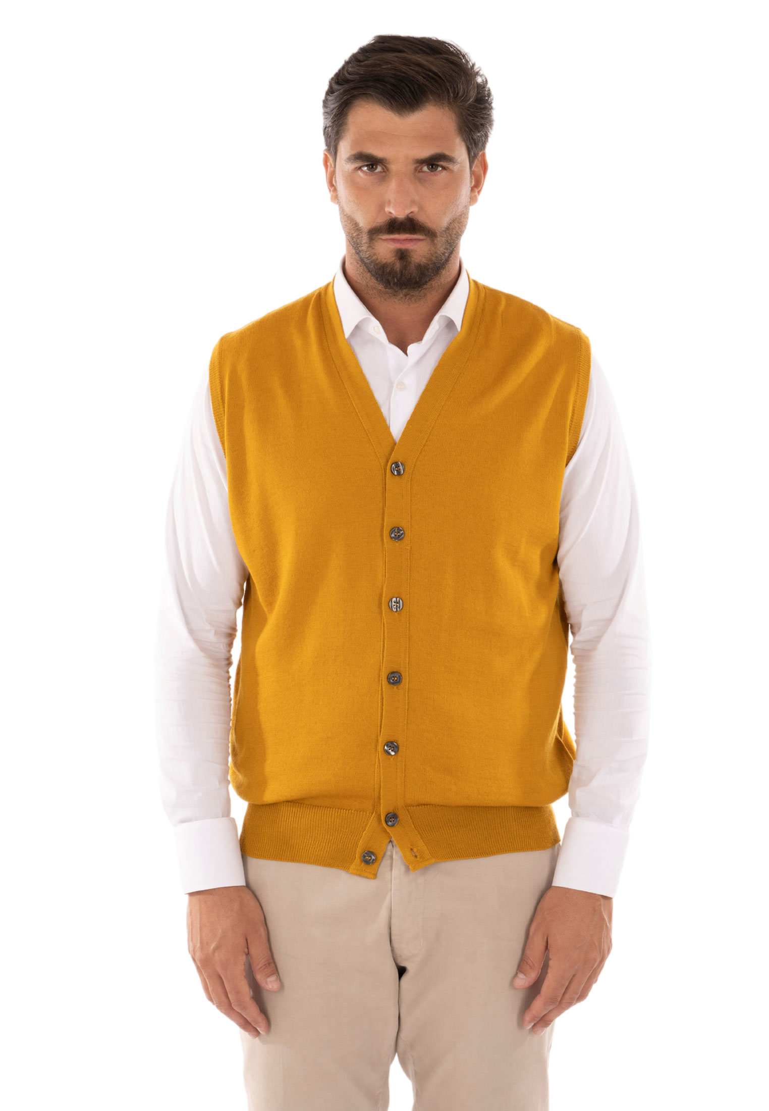 Cardigan Uomo Invernale Bottoni Gilet Lana Slim Maglione Smanicato Made in Italy - Imagen 24 de 43