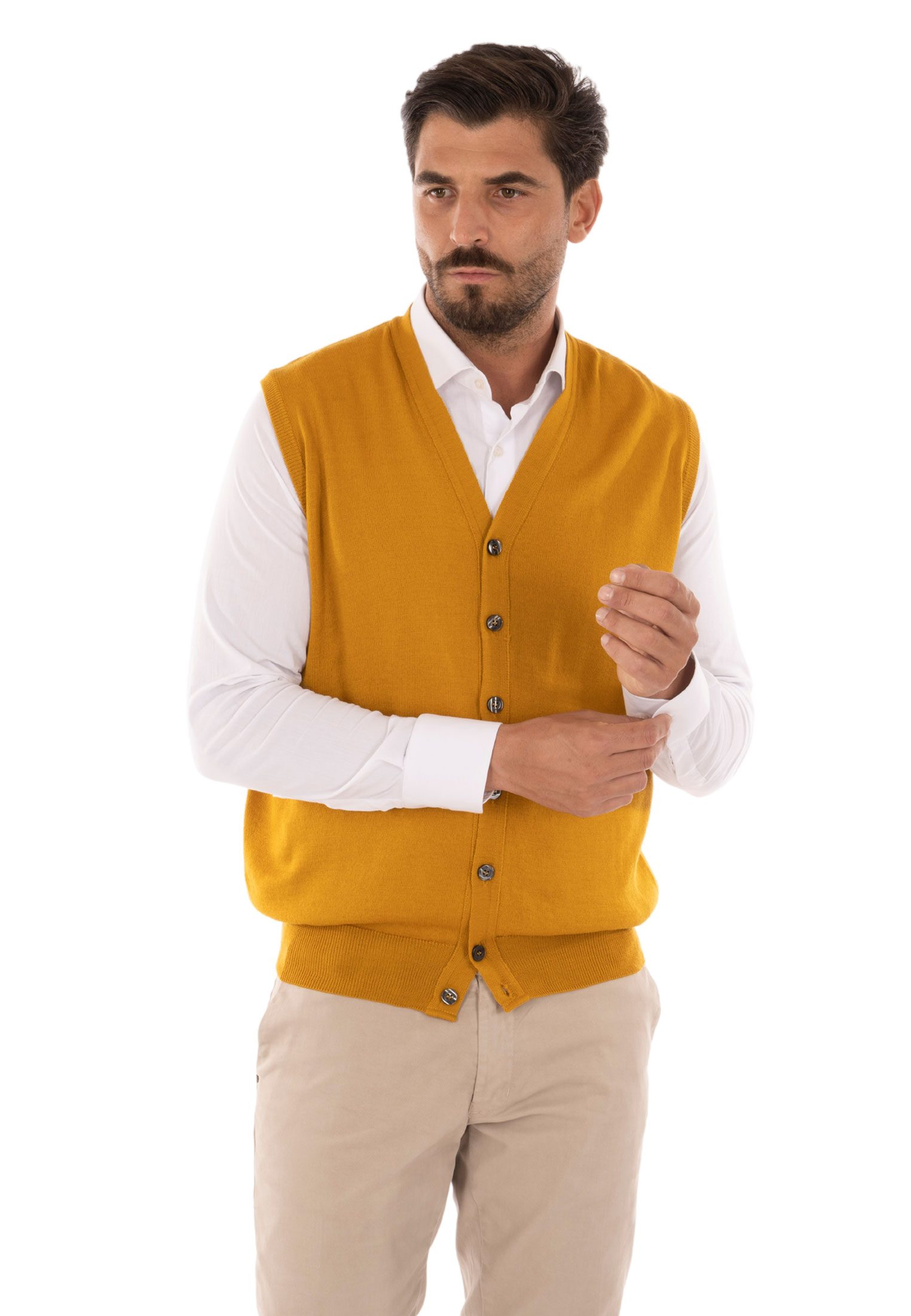 Cardigan Uomo Invernale Bottoni Gilet Lana Slim Maglione Smanicato Made in Italy - Imagen 27 de 43