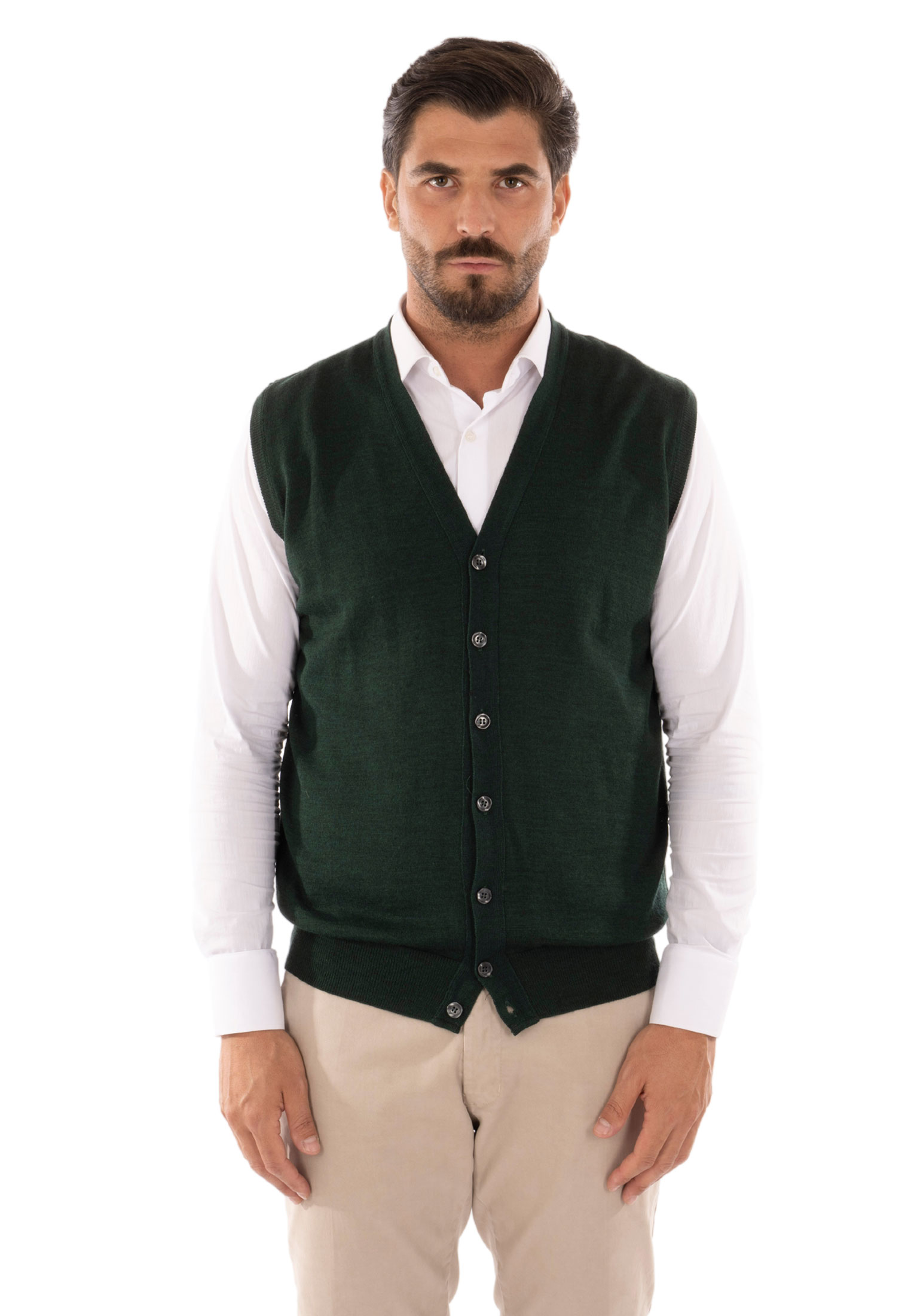 Cardigan Uomo Invernale Bottoni Gilet Lana Slim Maglione Smanicato Made in Italy - Imagen 19 de 43