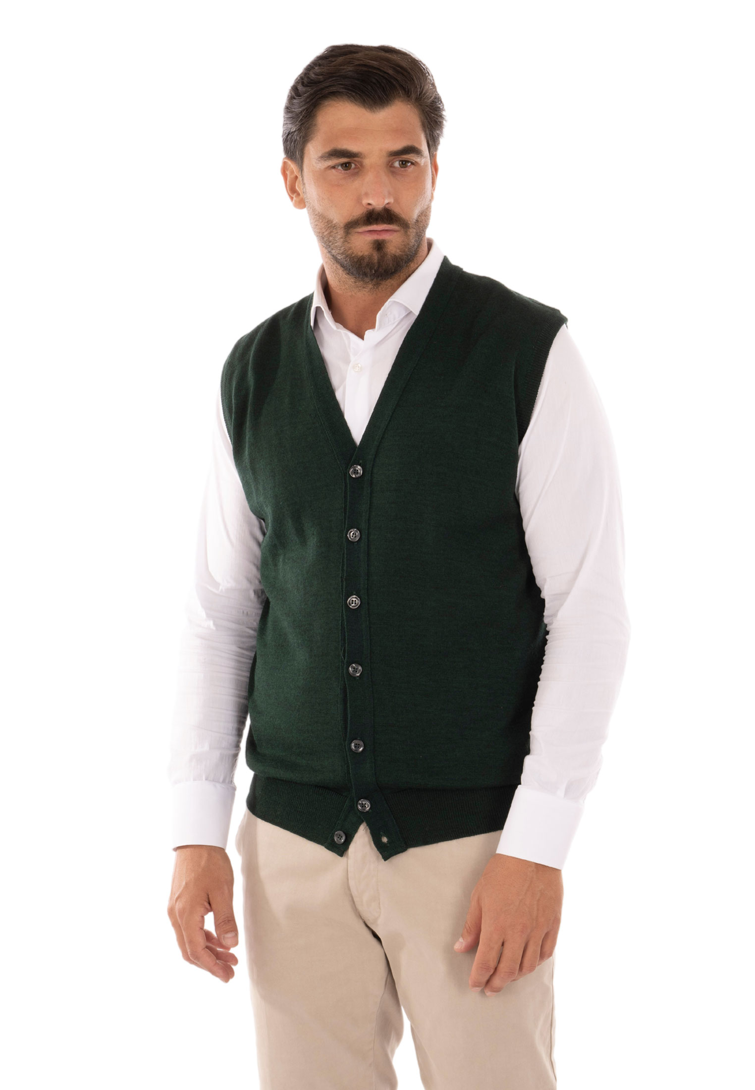 Cardigan Uomo Invernale Bottoni Gilet Lana Slim Maglione Smanicato Made in Italy - Imagen 20 de 43