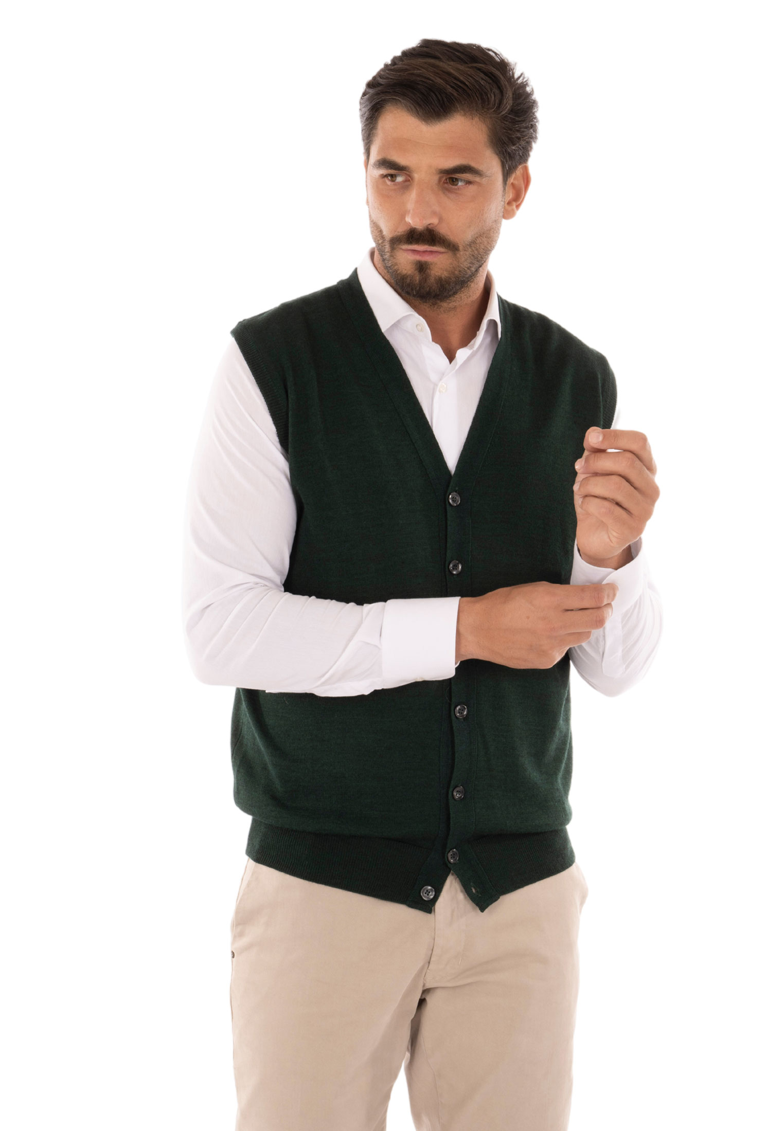 Cardigan Uomo Invernale Bottoni Gilet Lana Slim Maglione Smanicato Made in Italy - Imagen 22 de 43