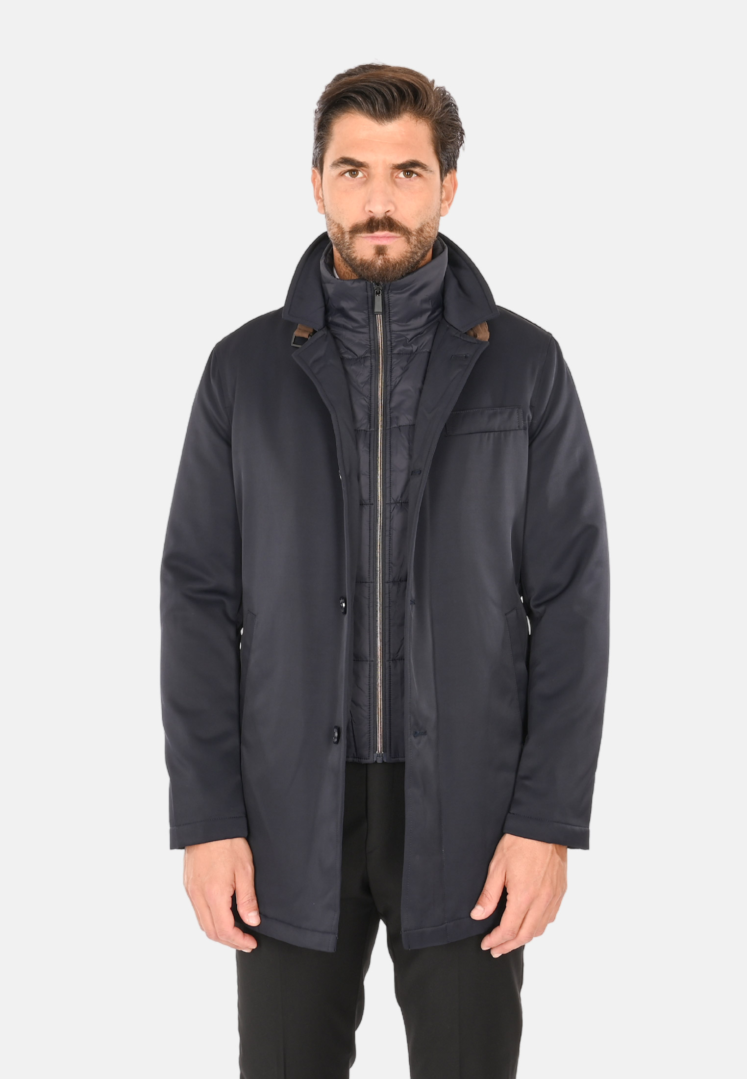 Cappotto Uomo Invernale Elegante Blu Nero Giubbotto Giaccone Impermeabile Casual - Imagen 2 de 18