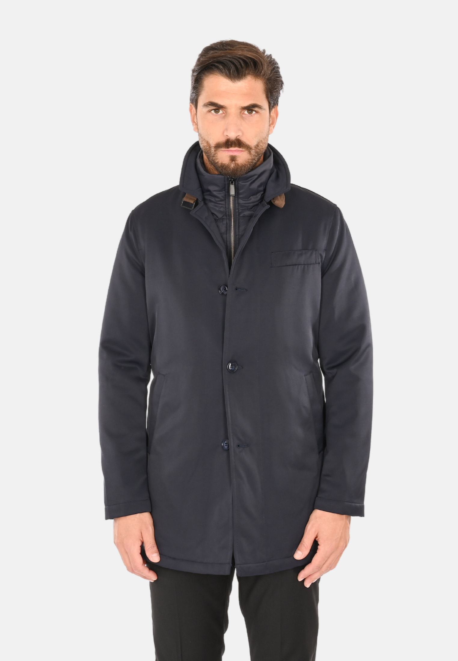 Cappotto Uomo Invernale Elegante Blu Nero Giubbotto Giaccone Impermeabile Casual - Imagen 7 de 18