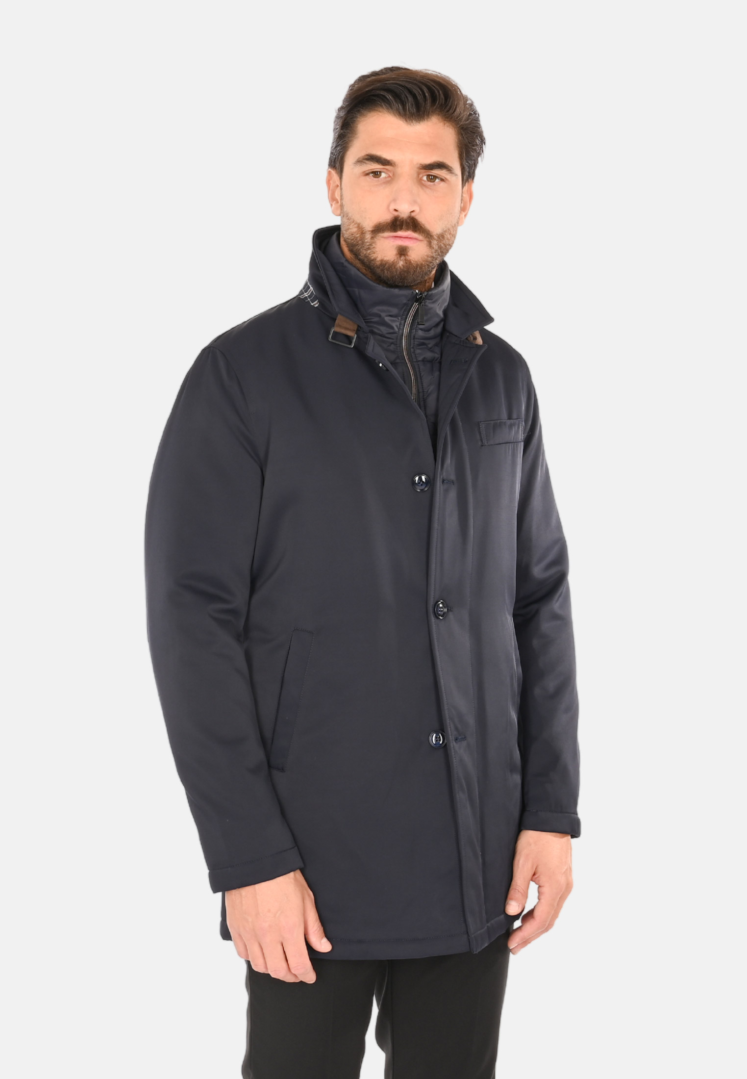 Cappotto Uomo Invernale Elegante Blu Nero Giubbotto Giaccone Impermeabile Casual - Imagen 8 de 18