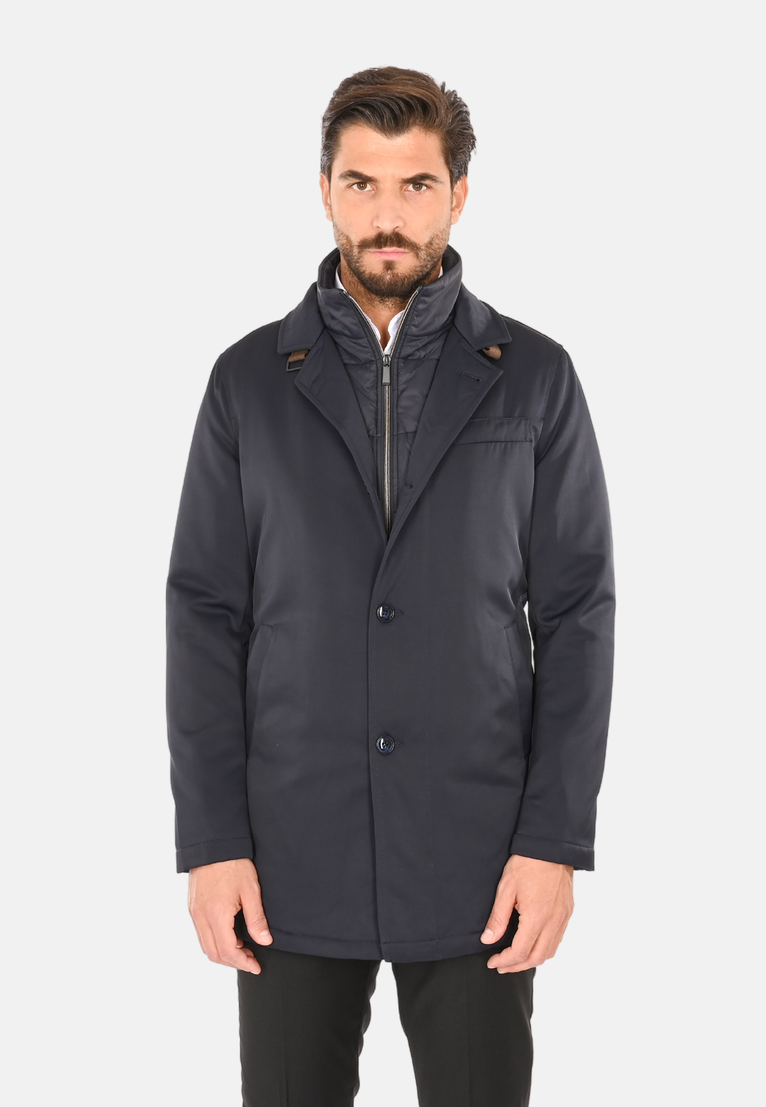 Cappotto Uomo Invernale Elegante Blu Nero Giubbotto Giaccone Impermeabile Casual - Imagen 9 de 18