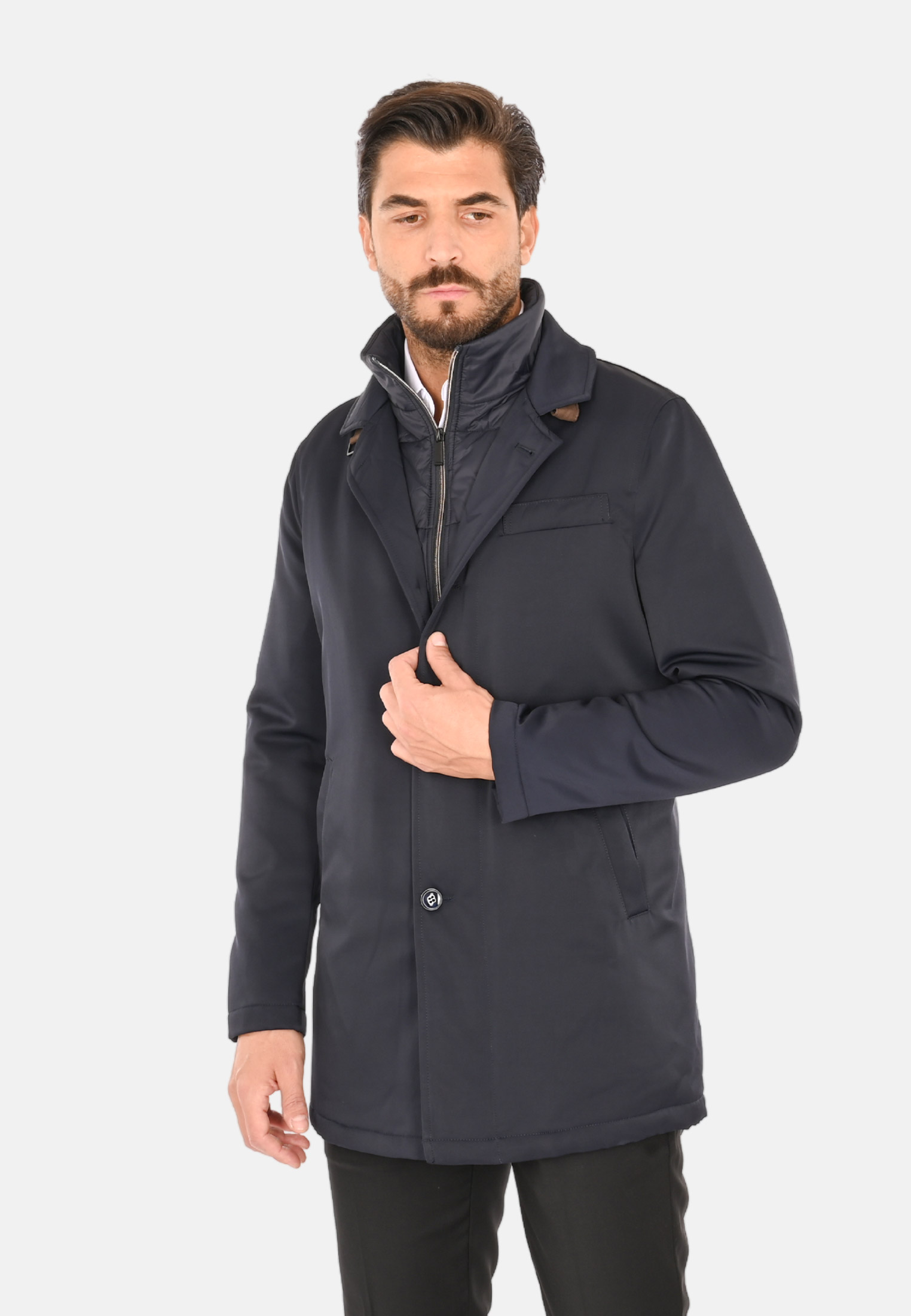 Cappotto Uomo Invernale Elegante Blu Nero Giubbotto Giaccone Impermeabile Casual - Imagen 10 de 18