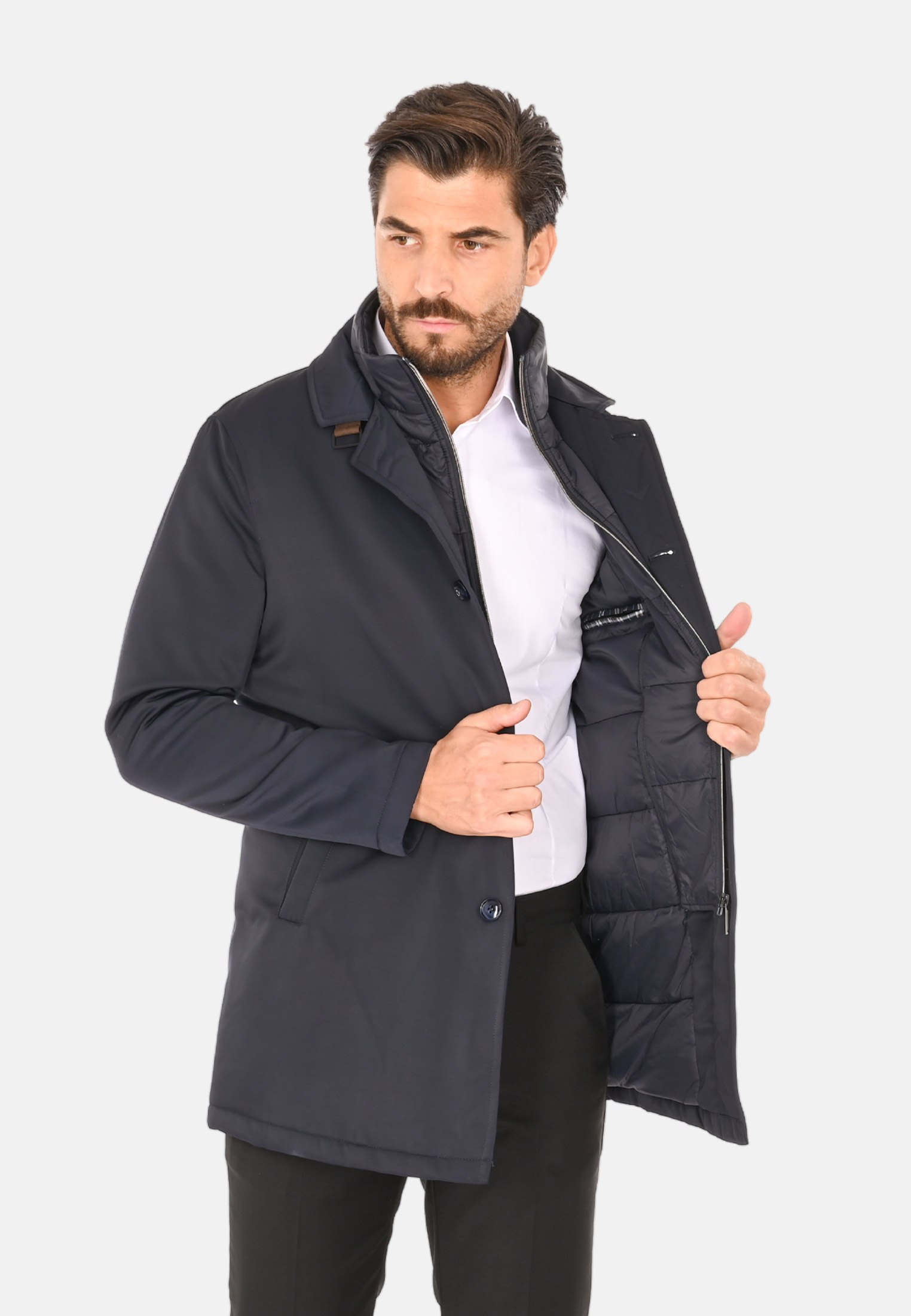 Cappotto Uomo Invernale Elegante Blu Nero Giubbotto Giaccone Impermeabile Casual - Imagen 11 de 18