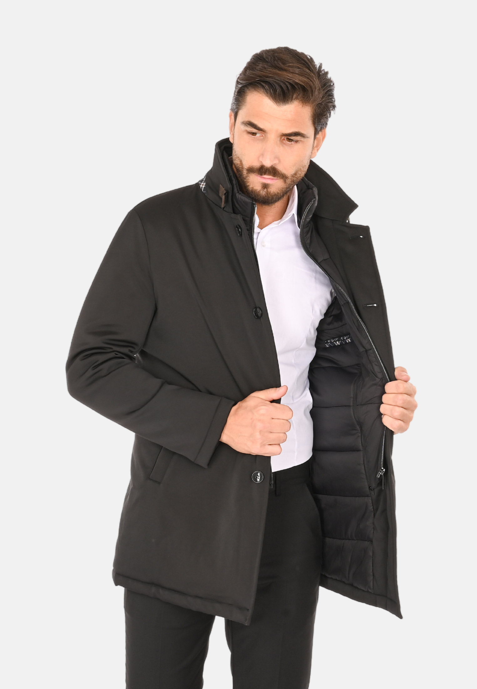 Cappotto Uomo Invernale Elegante Blu Nero Giubbotto Giaccone Impermeabile Casual - Imagen 17 de 18