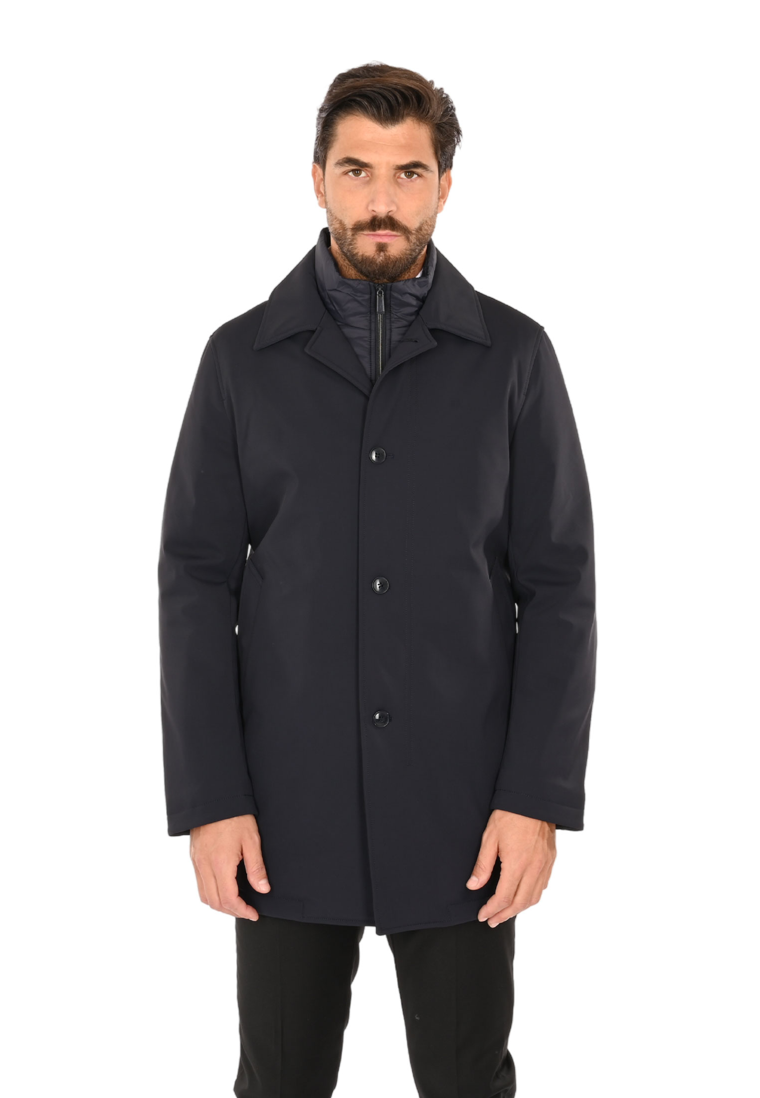 Trench Uomo Invernale Impermeabile Tessuto Tecnico Lungo Soprabito Elegante - Imagen 7 de 17