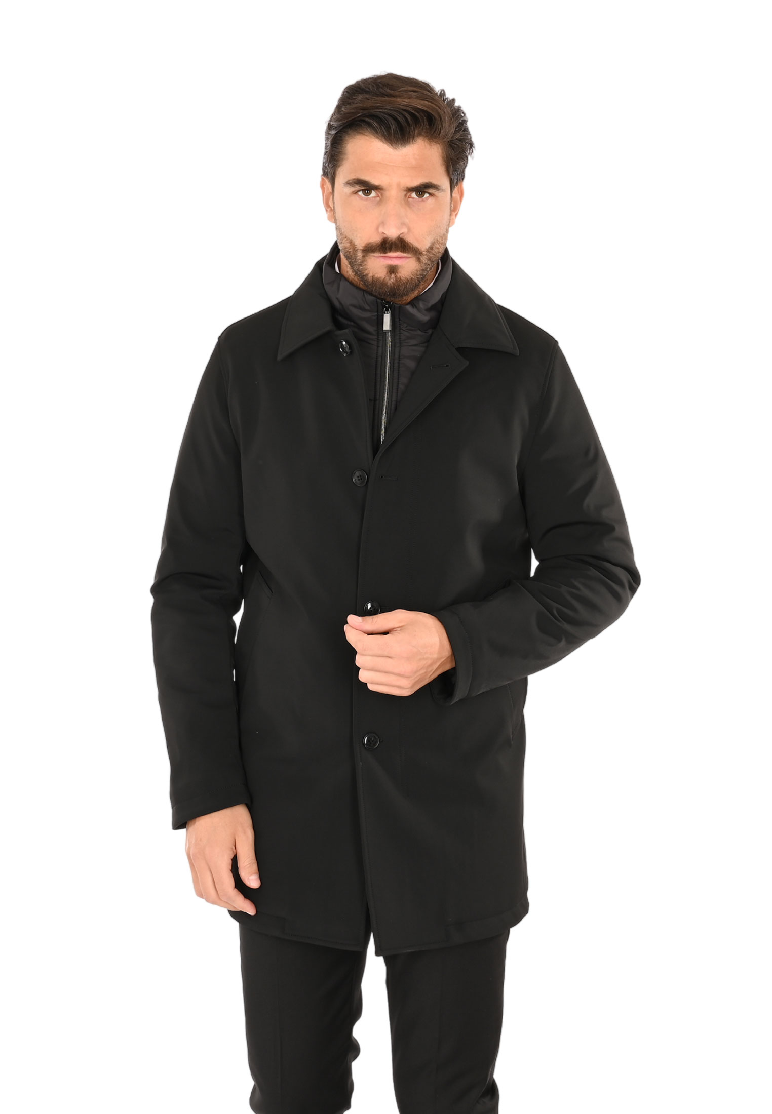 Trench Uomo Invernale Impermeabile Tessuto Tecnico Lungo Soprabito Elegante - Imagen 14 de 17