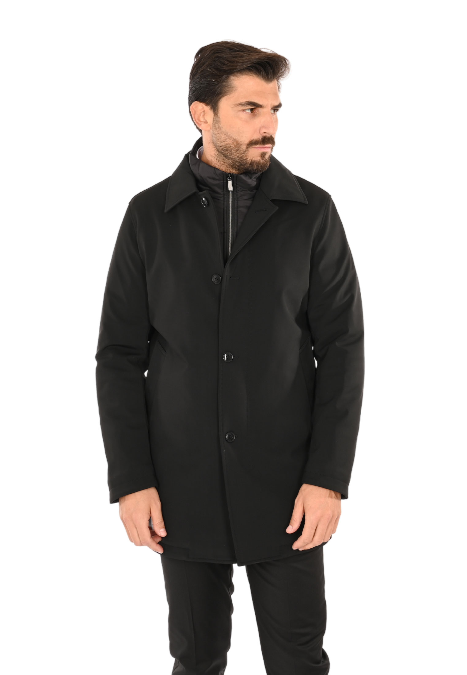 Trench Uomo Invernale Impermeabile Tessuto Tecnico Lungo Soprabito Elegante - Imagen 15 de 17