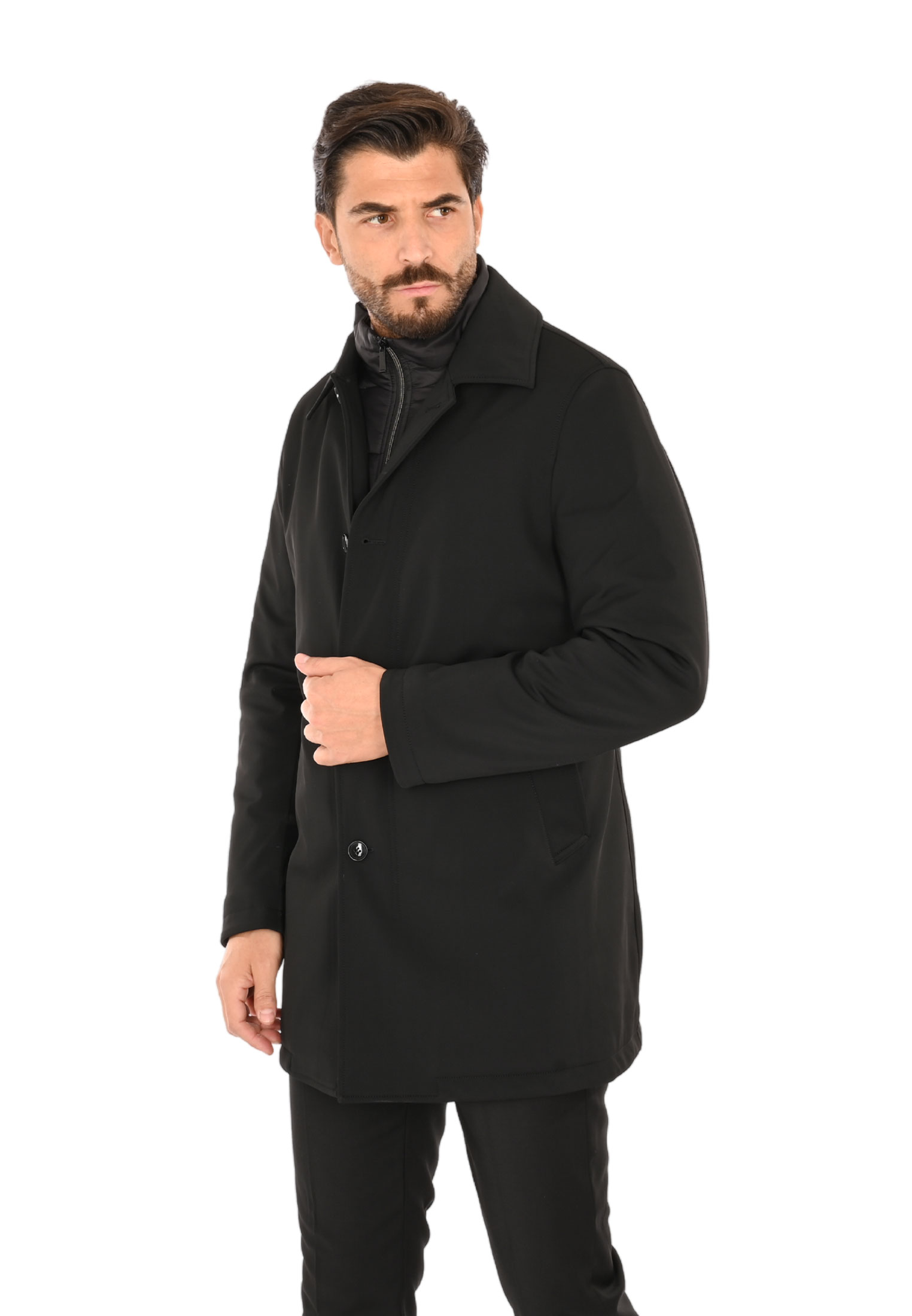 Trench Uomo Invernale Impermeabile Tessuto Tecnico Lungo Soprabito Elegante - Imagen 16 de 17