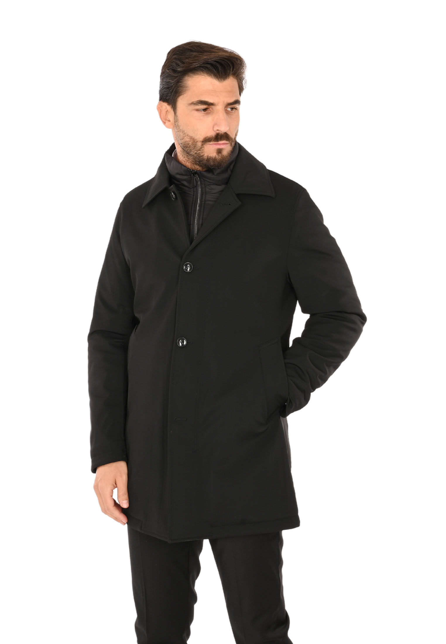 Trench Uomo Invernale Impermeabile Tessuto Tecnico Lungo Soprabito Elegante - Imagen 17 de 17